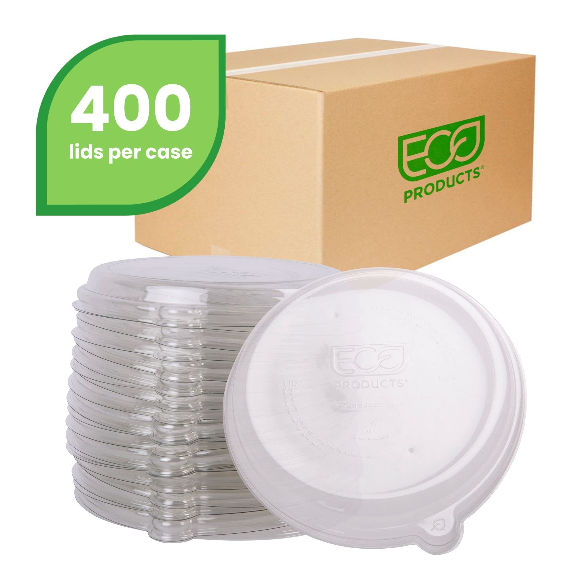 Eco-Friendly Recycled PET Dome Bowl Lids - Case of 400 - Fits 24-46oz Coupe & 16-40oz Noodle Bowls - 100% Recycled Plastic Bottle Material - Clear for Food Visibility - Perfect for Restaurants, Cafes & Takeout Services