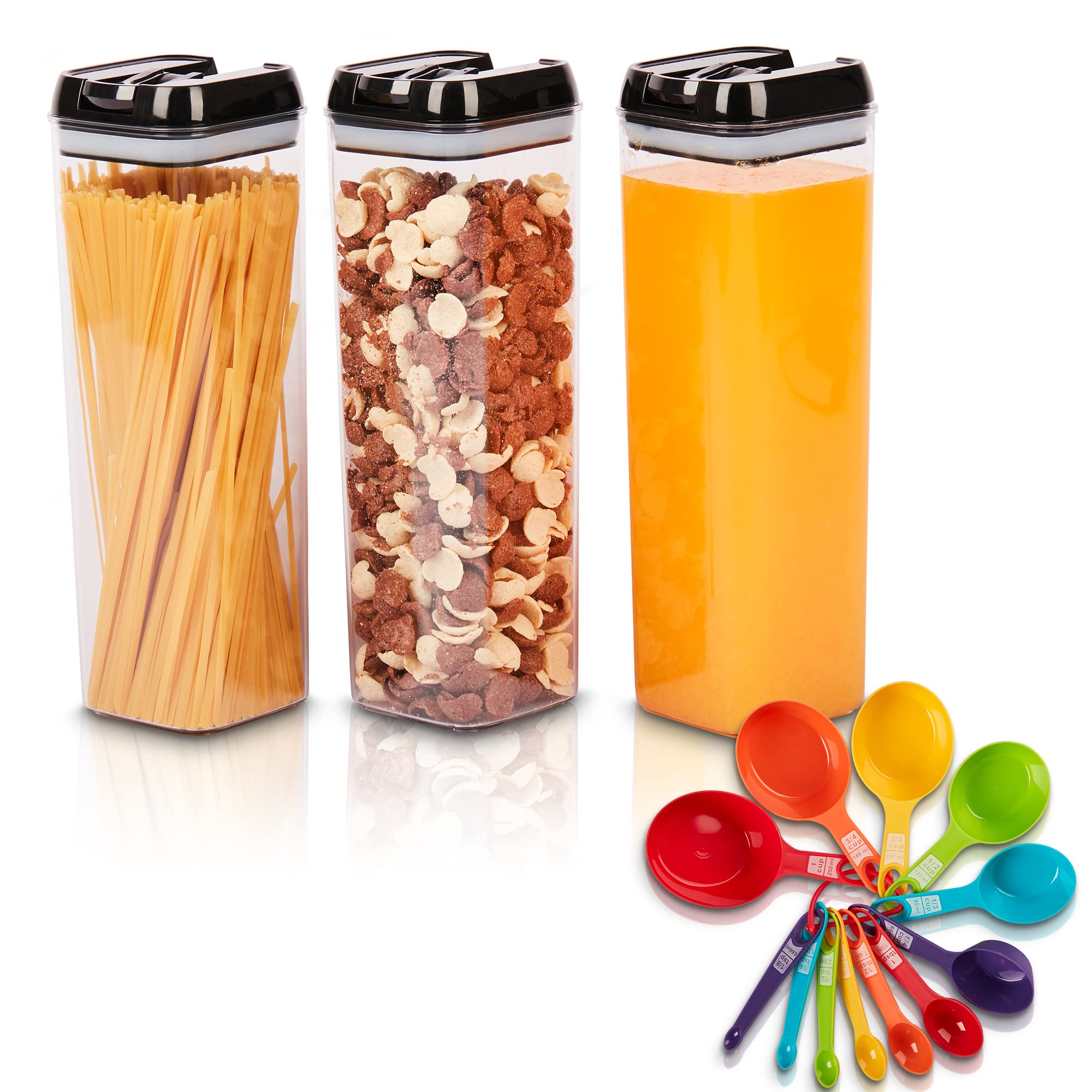 **Airtight Food Storage Containers Set of 3 – Durable, BPA-Free Kitchen Pantry Organizers for Flour, Sugar, Cereal & Dry Food – Perfect for Meal Prep, Baking & Keeping Food Fresh**