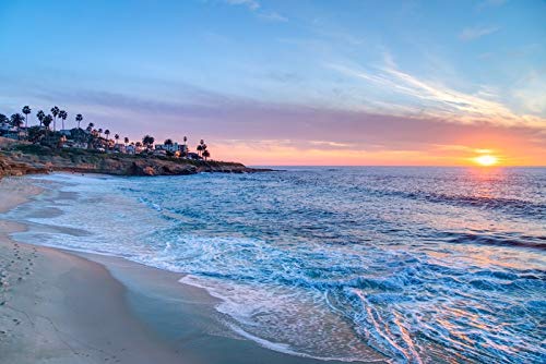 Lantern Press San Diego California La Jolla Beach Sunset Photography A-92854 - 24x36 Wrapped Canvas Wall Art for Living Room, Bedroom & Office Decor | Coastal Landscape Painting for Beach House & Modern Interior Design