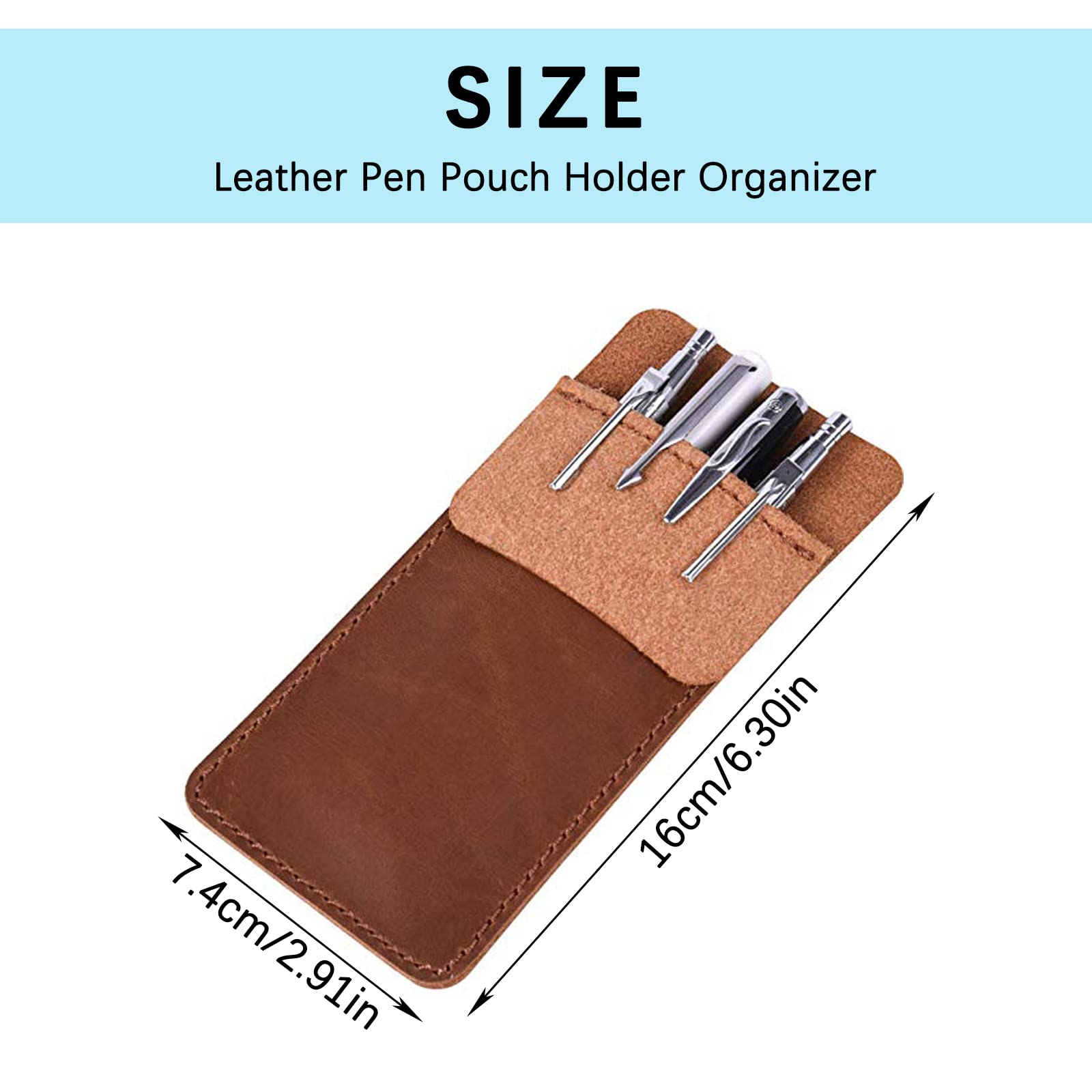 4-Pack Leather Pen Pouch Organizer - Pocket Protector for Pens & Pencils - Office & School Use