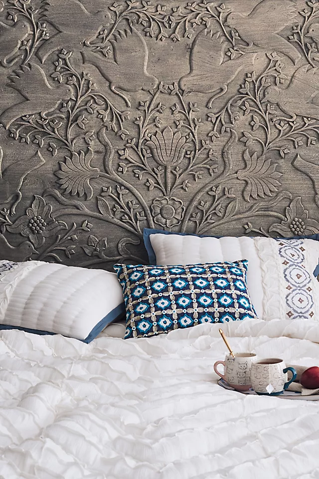 Hand Carved Odelina Bed - Solid Wood Indian Design Furniture | Traditional Indian Style Bedroom Set for Home Decor & Cultural Theme Interiors