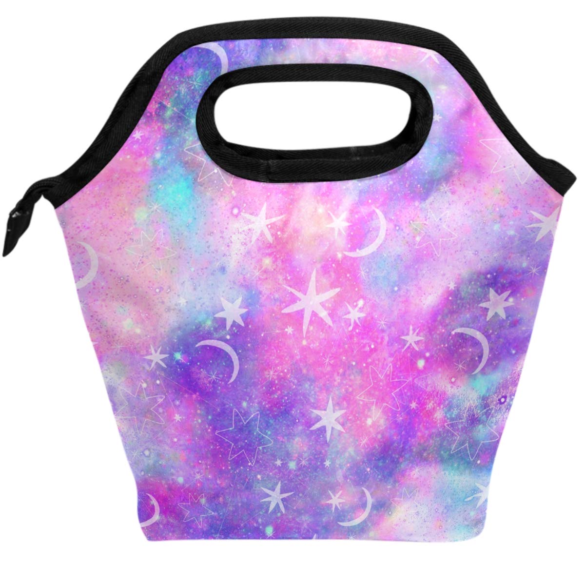Insulated Marble Galaxy Star Moon Print Lunch Bag - Portable Thermal Bento Box Cooler Tote for Women & Men | Perfect for Work, School, Picnics & Outdoor Activities