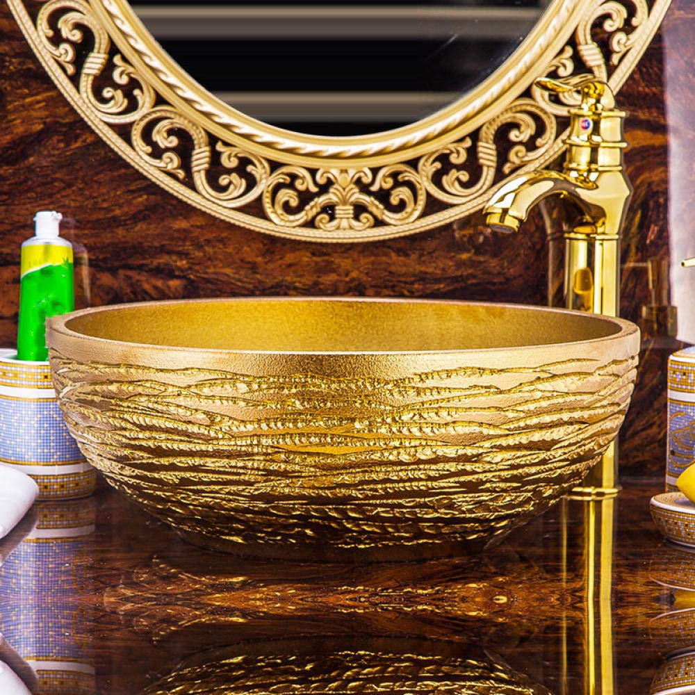 LEFEDA Ceramic Vessel Sink for Bathroom - Modern Countertop Wash Basin with Art Design | Perfect for Vanity, Powder Room & Luxury Home Decor