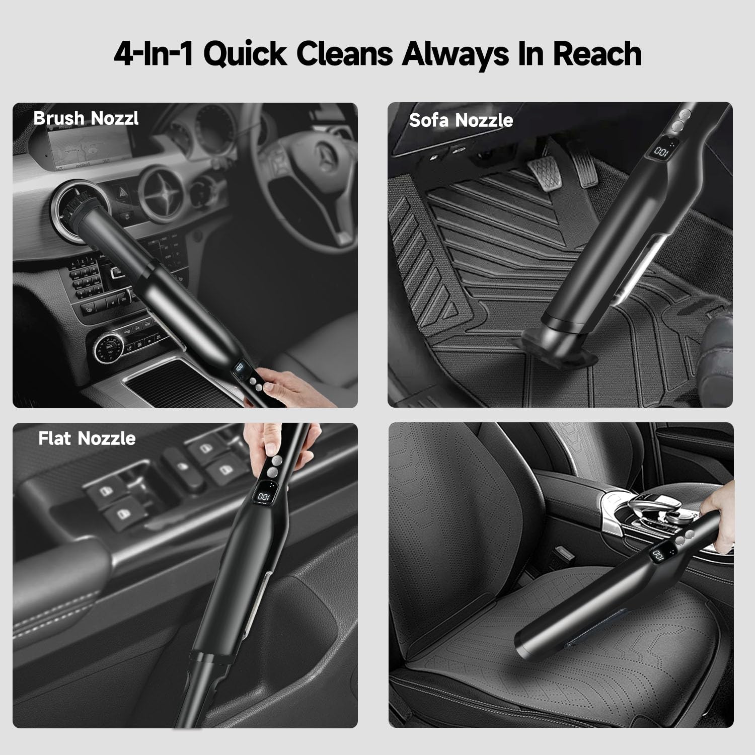 20KPa High Power Cordless Handheld Vacuum Cleaner - Lightweight Portable Car Vacuum with 2-in-1 Crevice Tool & 200ML Dust Cup - Includes Charging Dock for Home, Pet Hair, Office & Car Cleaning