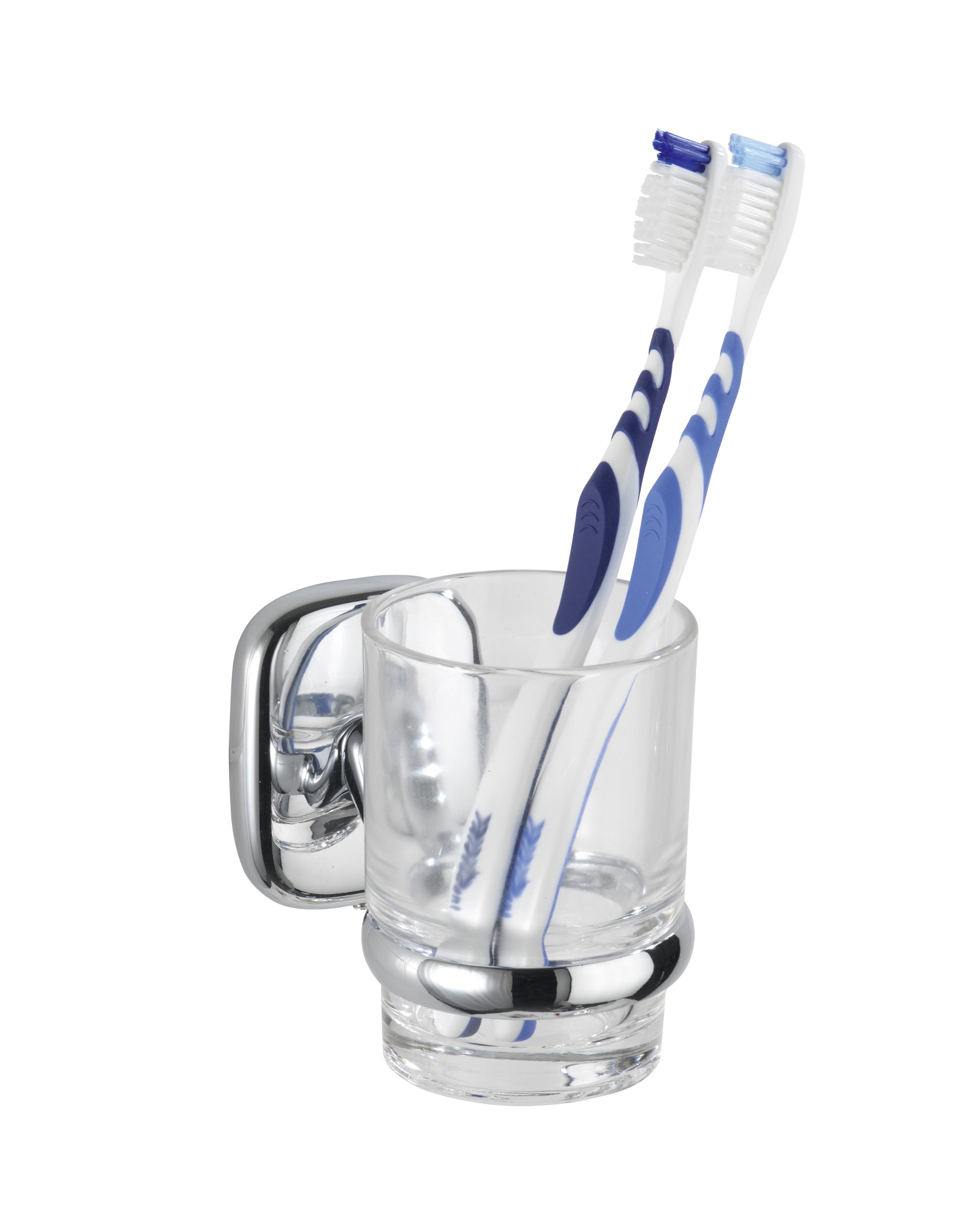 WENKO 17927100 Chrome Metal Zinc Die Cast Toothbrush Holder & Tumbler Set - 7 x 9.5 x 11.5 cm - Bathroom Organizer for Countertop Storage - Perfect for Modern Bathrooms, Guest Rooms, and Travel Essentials