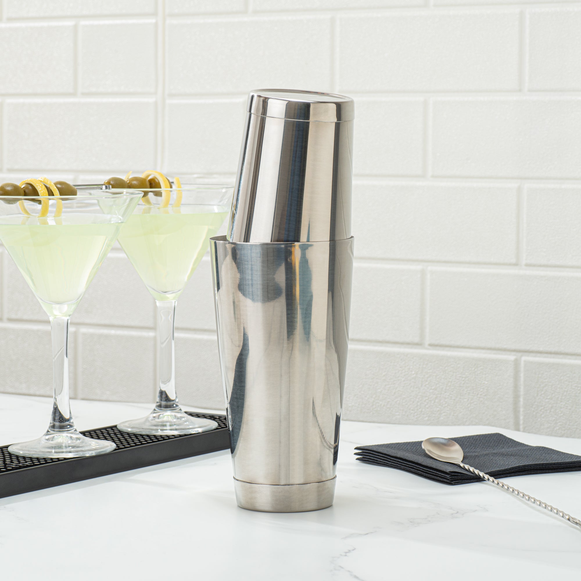 Premium 16 oz Stainless Steel Cocktail Shaker - Weighted Bar Mixing Tin with Mirrored Finish (3.25