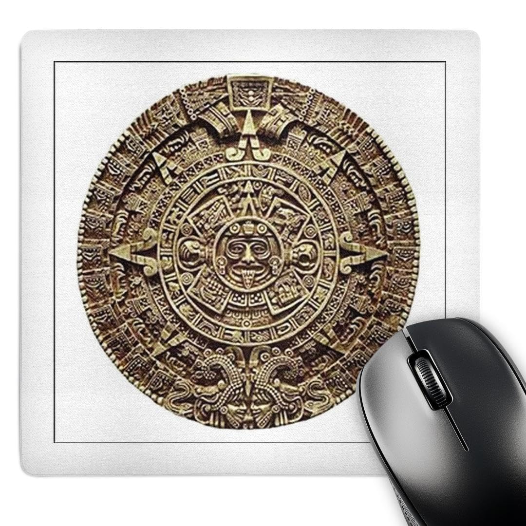 Mayan Calendar Mouse Pad - 8x8 Inches Non-Slip Gaming & Office Desk Mat - Perfect for Computers, Laptops, and Workspace Decor (mp_60664_1)