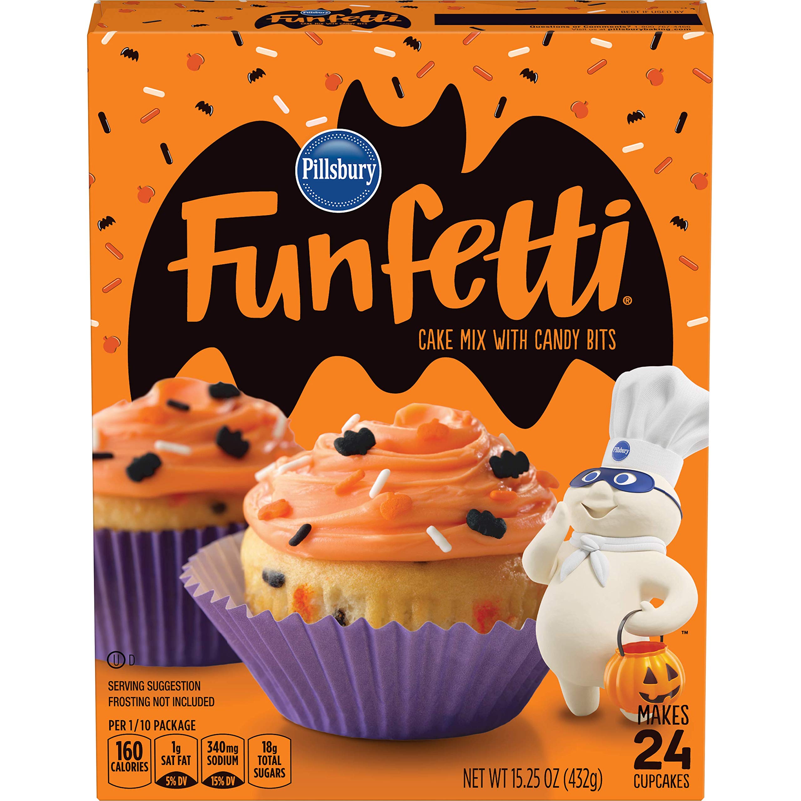 Pillsbury Funfetti Halloween Cake Mix with Candy Bits - 15.25 oz Box | Easy Baking Mix for Spooky Treats, Birthday Parties & Holiday Desserts