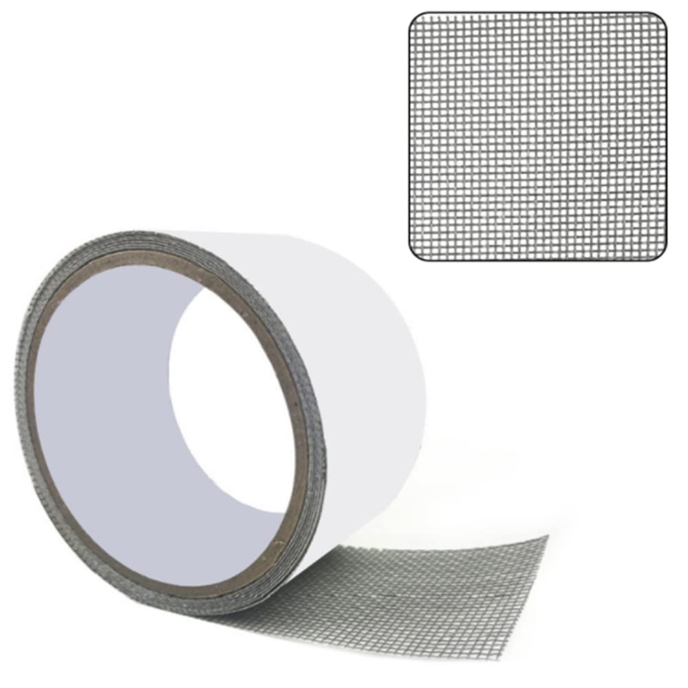 Window Screen Repair Tape - Self-Adhesive Waterproof Fiberglass Mesh Tape 2cm x 2m (Grey) - Fix Holes in Window & Door Screens, Patio Screens, and RV Screens - Durable & Weatherproof Solution