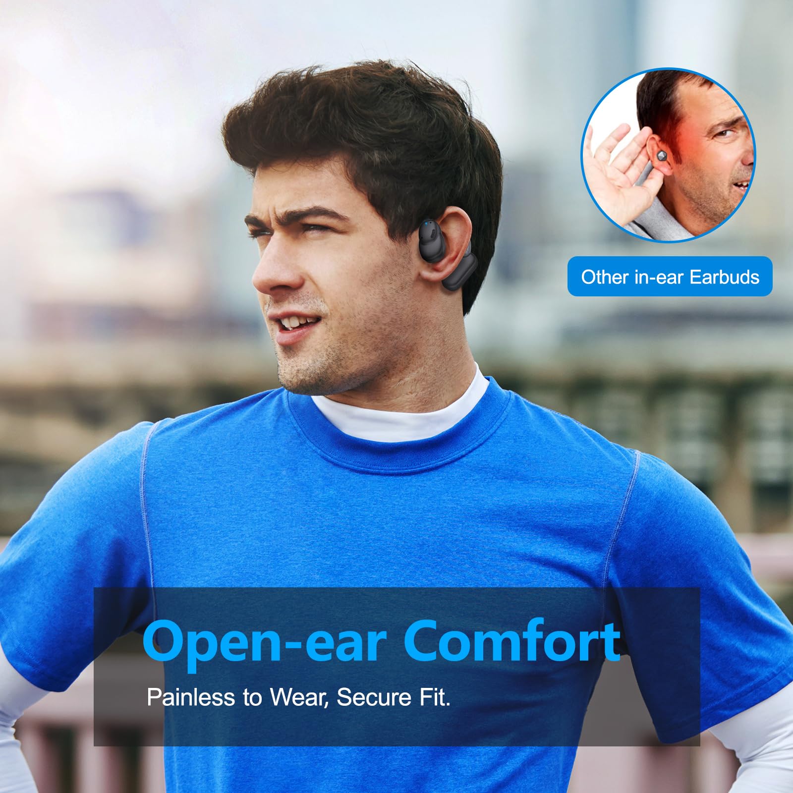 Open Ear Headphones with ENC Call Noise Cancelling - Wireless Bluetooth Earbuds for Running, Cycling & Outdoor Sports