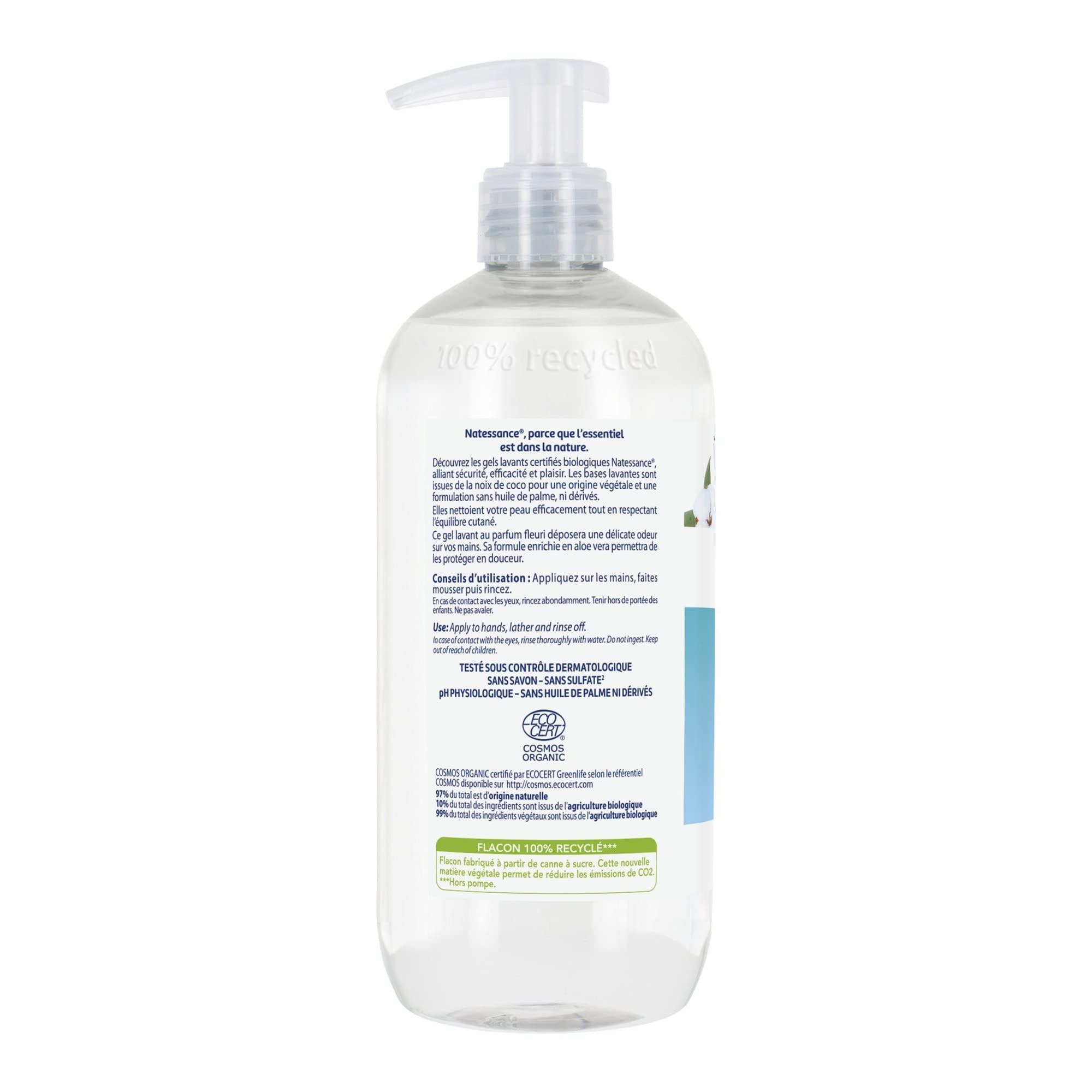 Natessance Cotton Flowers Scented Hand Soap - 500ml Gentle Moisturizing Liquid Hand Wash for Dry Skin - Perfect for Bathroom, Kitchen & Office Use