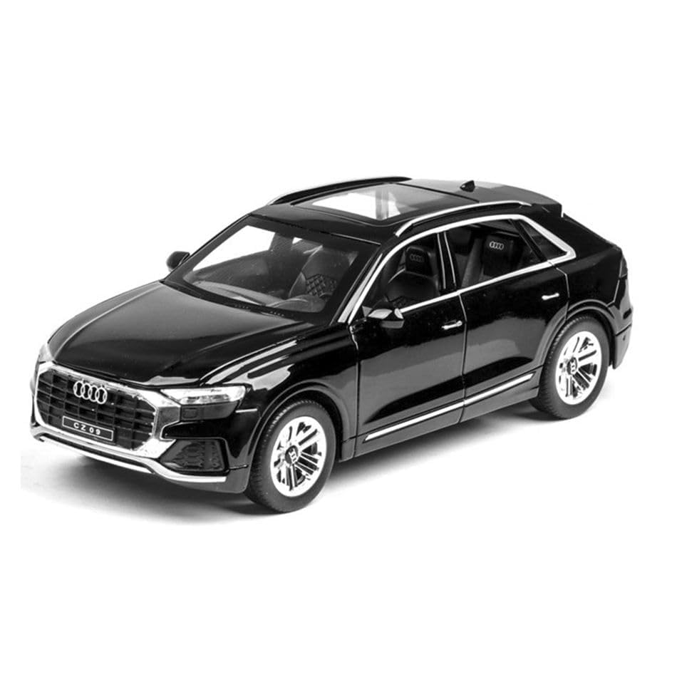 Bestie Toys 1:28 Scale Die-Cast Audi Q8 Alloy Metal Pull Back Car with Sound & Light - Mini Collectible Model Toy for Kids & Adults - Perfect for Playtime, Gift Giving & Display Collections (Black)