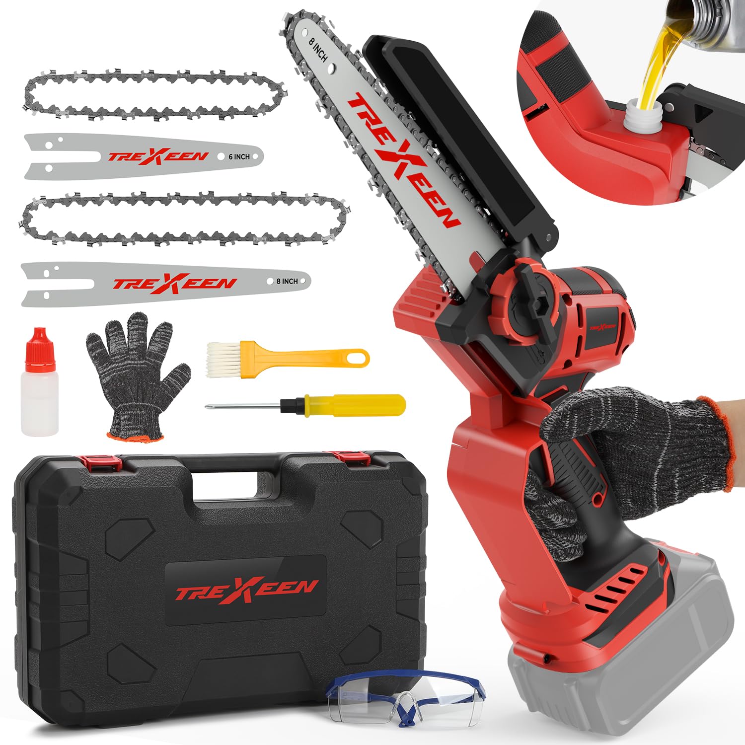 **Milwaukee M18 Battery Mini Chainsaw - 8-Inch & 6-Inch 2-in-1 Cordless Brushless Electric Chainsaw for Wood Cutting, Tree Trimming, Pruning & DIY Projects (Battery Not Included)**