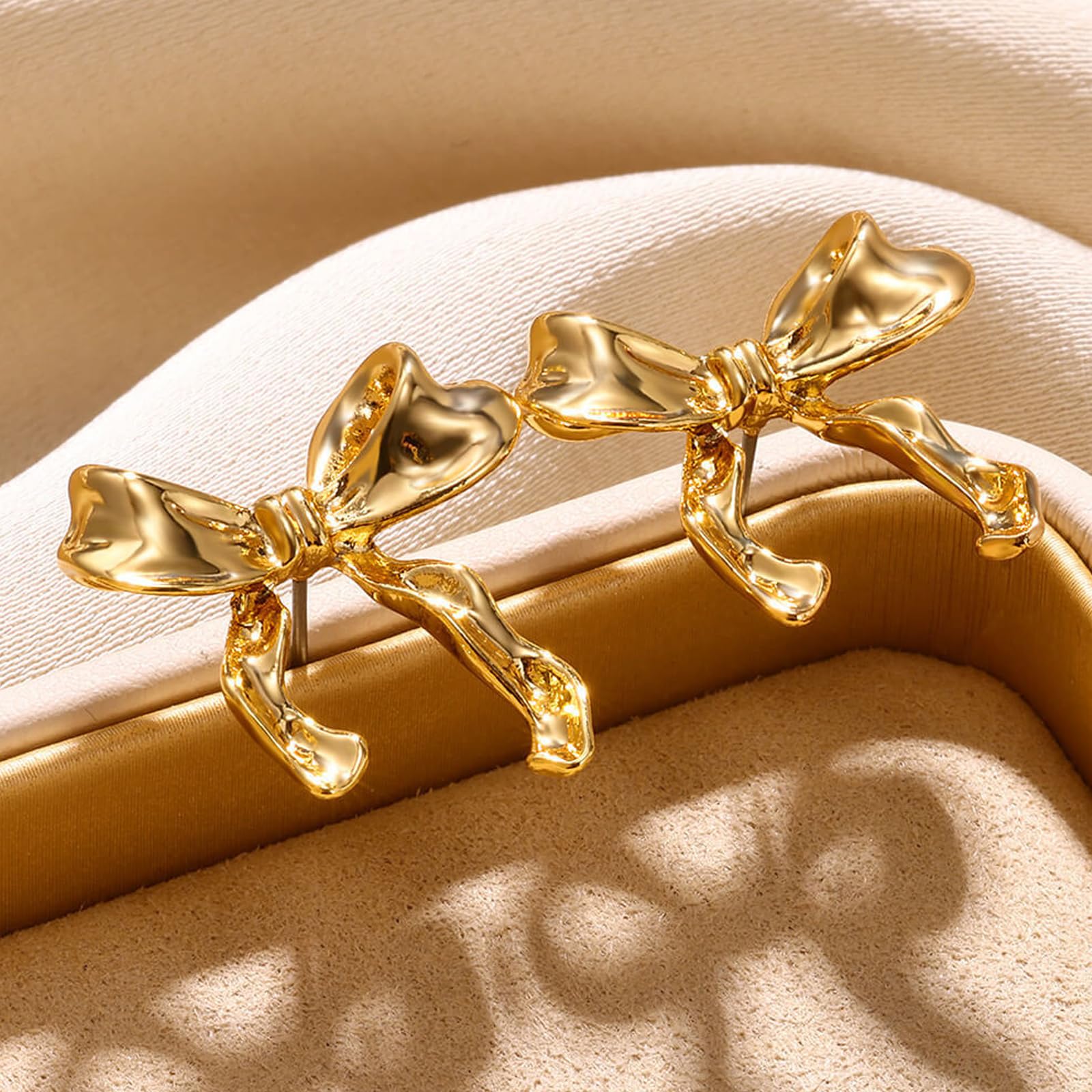 Gold & Silver Bow Earrings for Women - Elegant Ribbon Stud Earrings | Cute Fashion Jewelry Gift for Her | Perfect for Parties, Weddings & Everyday Wear