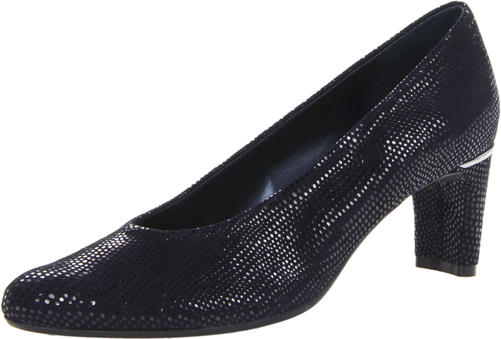 VANELi Women's Glitter Block Heel Pumps - Round Toe Low Heel Shoes (1-2 Inch) for Casual Wear & Party Outfits - Blue Sparkly Dress Shoes for Work, Date Night & Special Occasions