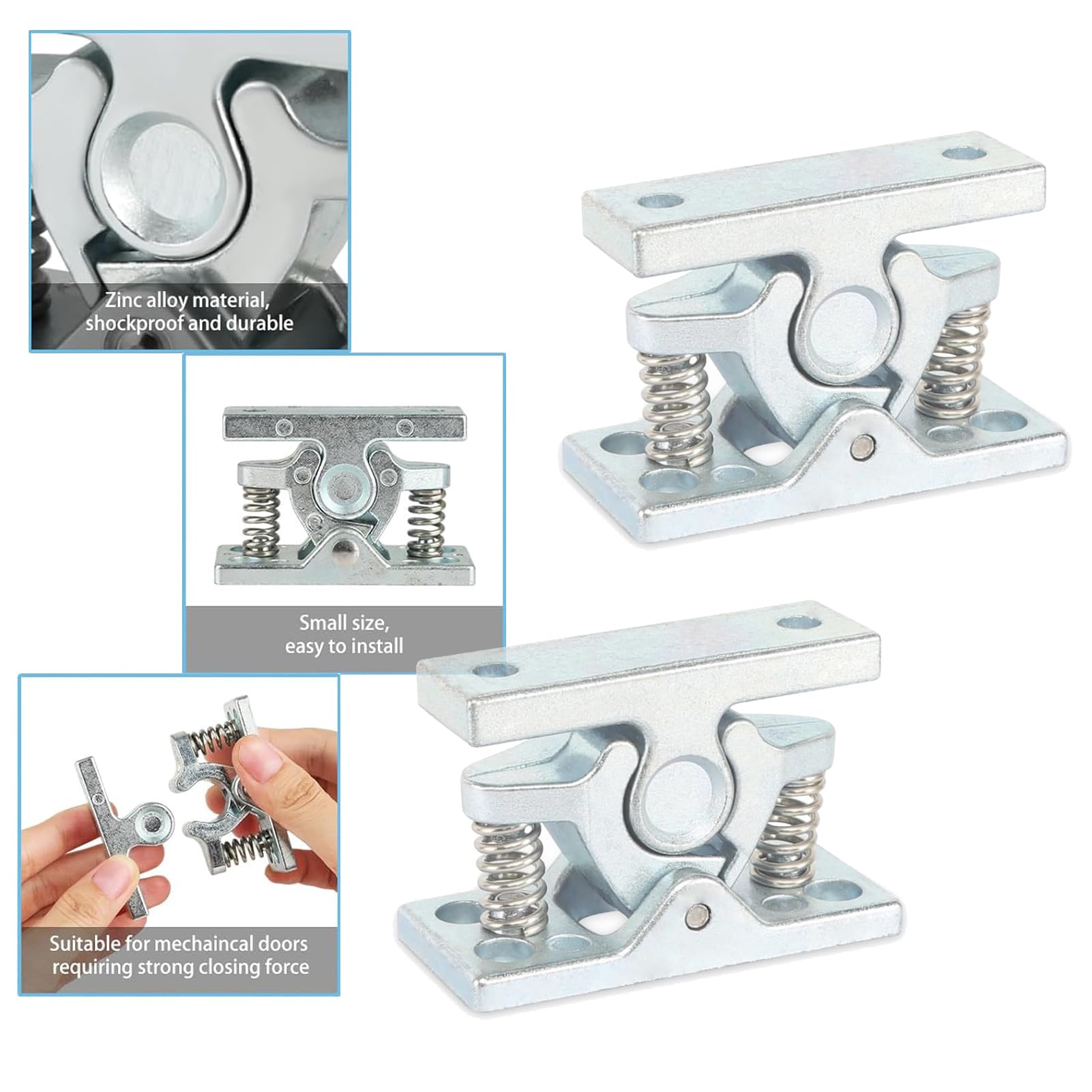 2 Pcs RV Door Catch Trailer Door Latch - Spring Loaded Easy Lock Stop with Double Roller Buckle, Heavy Duty Zinc Alloy for RV, Trailer, Boat, Garage, Garden, Bedroom & Living Room Doors - Secure & Smooth Operation for Home & Outdoor Use