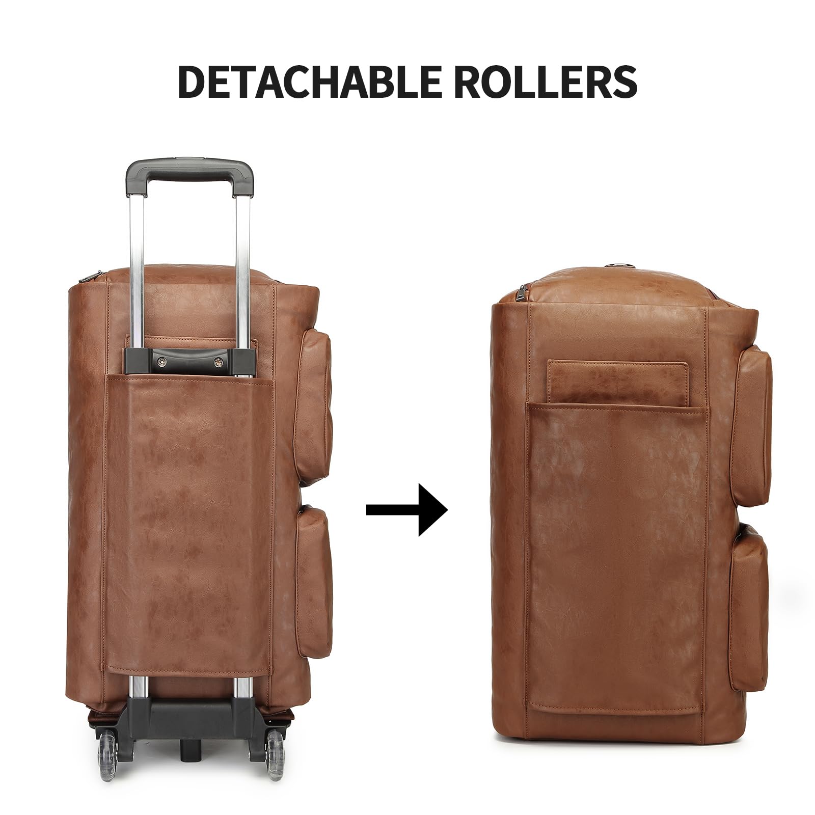Convertible Rolling Garment Bag with Wheels - Duffle & Carry-On Luggage for Travel, Business Trips & Weekenders (Brown) | Perfect for Airplane, Train & Road Trips