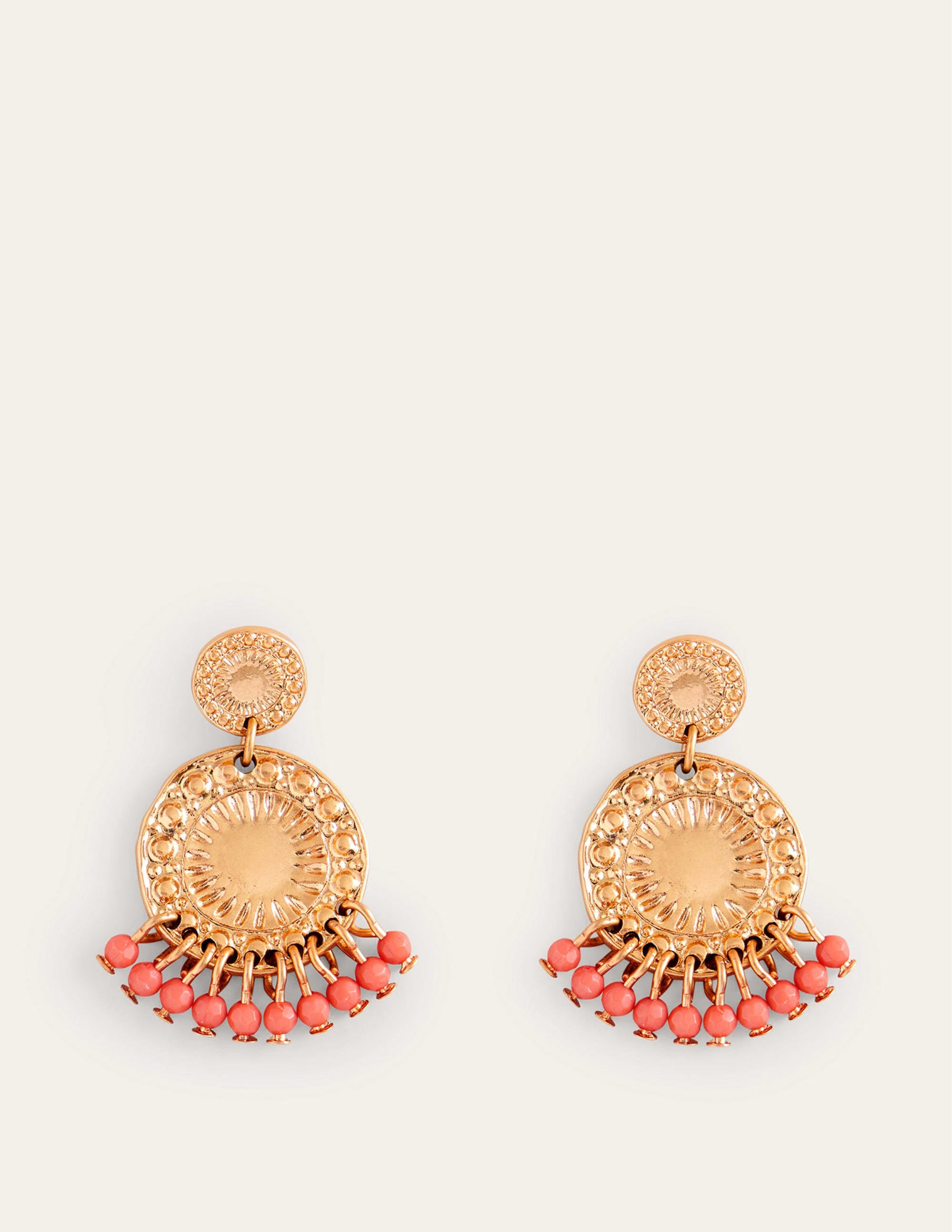 Pink Beaded Coin Earrings for Women - Boho Chic Jewelry for Parties, Weddings & Everyday Wear