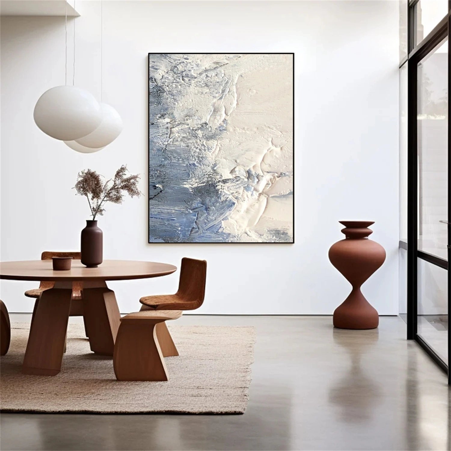 Abstract Tranquility Art Painting #WS275 - Modern Wall Decor for Living Room, Bedroom & Office - Calming Blue & White Canvas Artwork