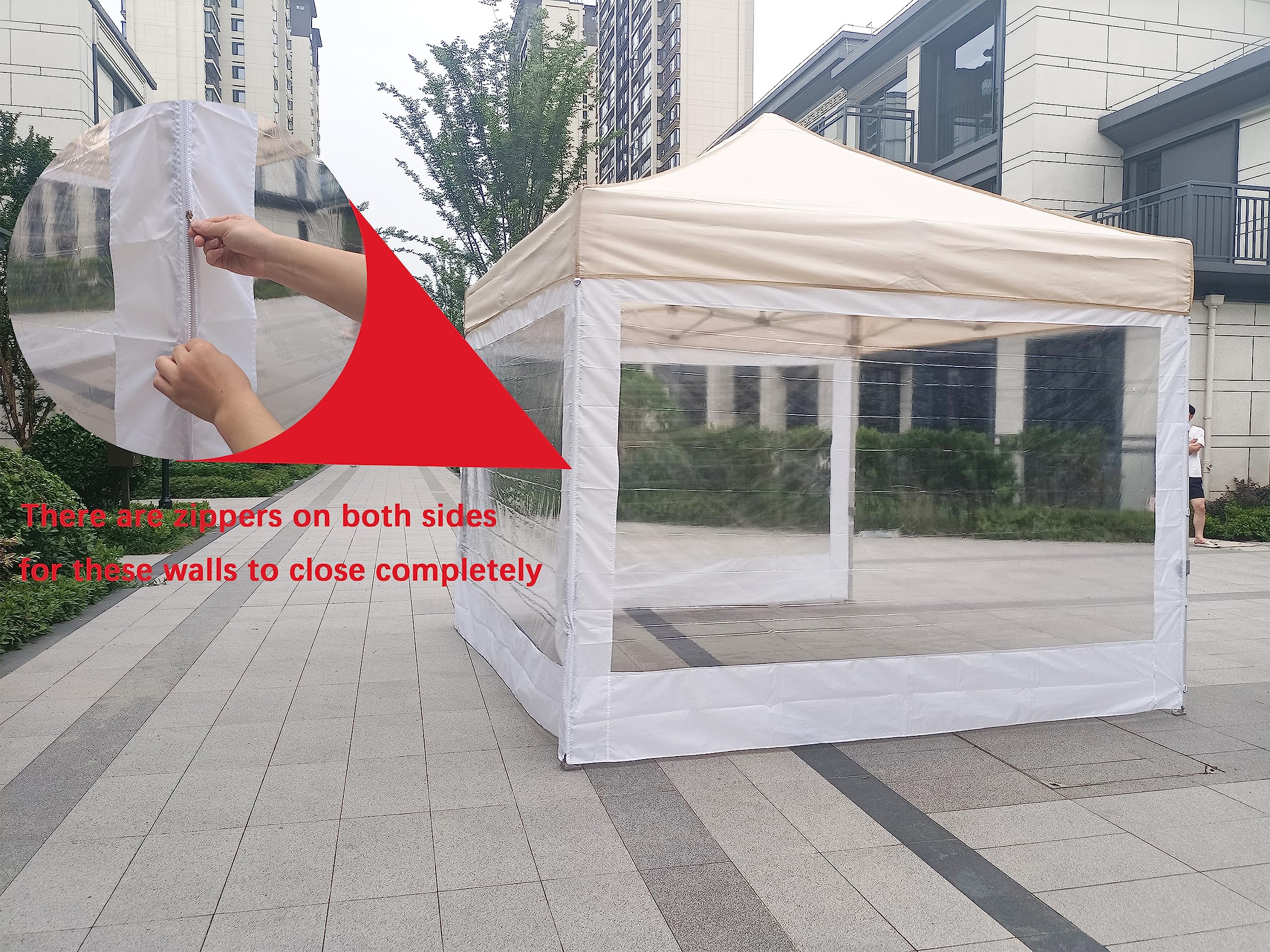 10x10 Canopy Sidewalls - 3 Pack Clear Window Sunwalls for Outdoor Events, Parties & Camping (White) - Perfect for Canopy Tents, Picnics & Market Stalls
