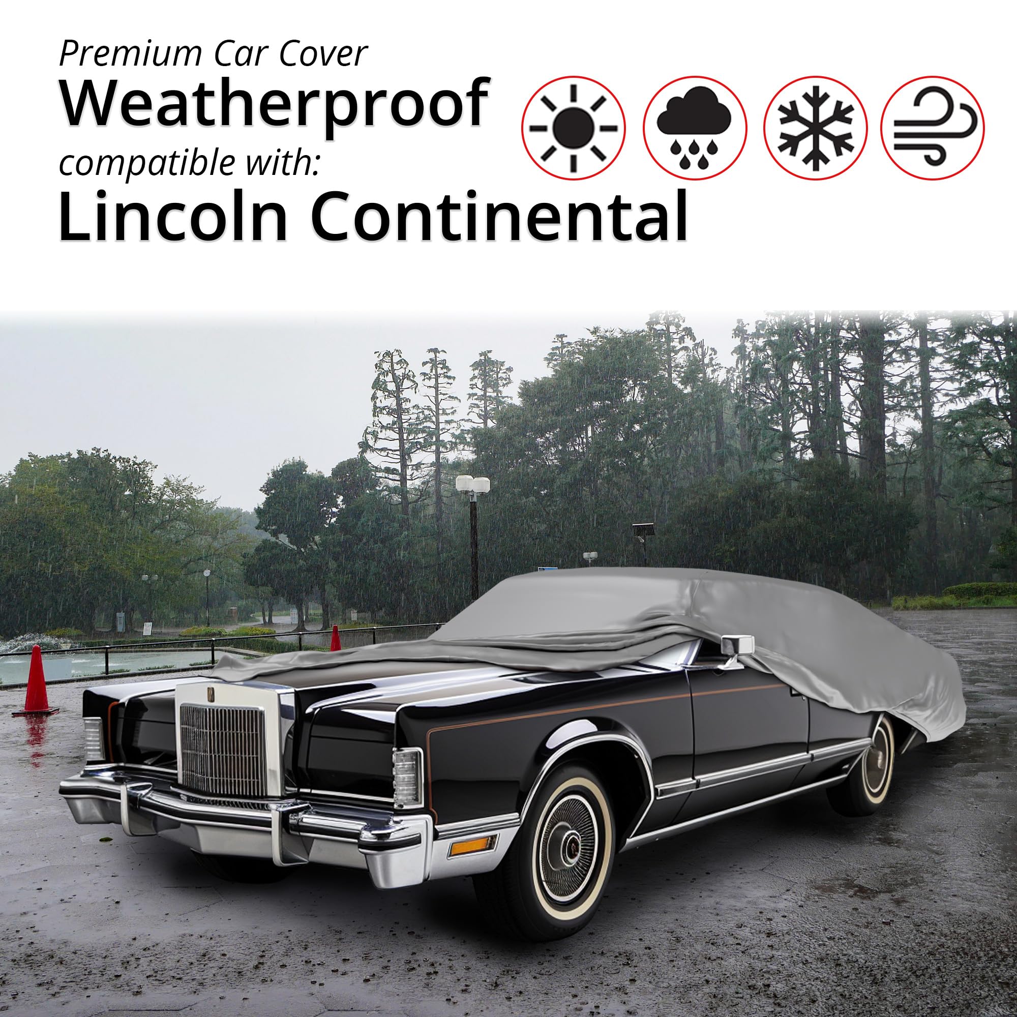 Weatherproof Lincoln 1980 Continental Car Cover with Anti-Theft Cable Lock - Heavy Duty Outdoor Protection for All Seasons | Perfect for Garage, Driveway & Long-Term Storage