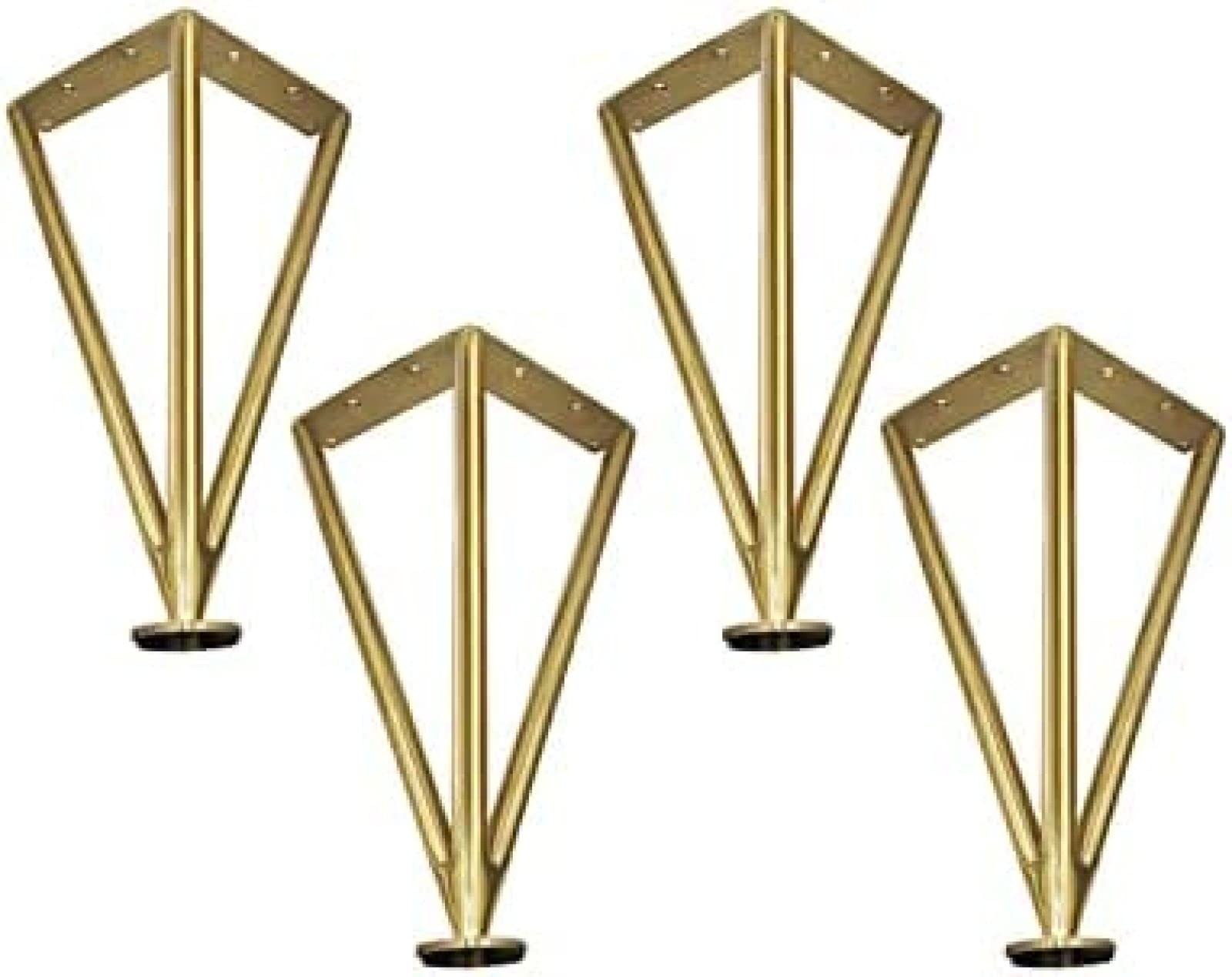 Gold Hairpin Legs 15cm (4 Pack) - Stainless Steel Furniture Legs with Screws for DIY Tables, Desks & Breakfast Bars - Mid-Century Modern Style for Home Office & Coffee Shop Decor
