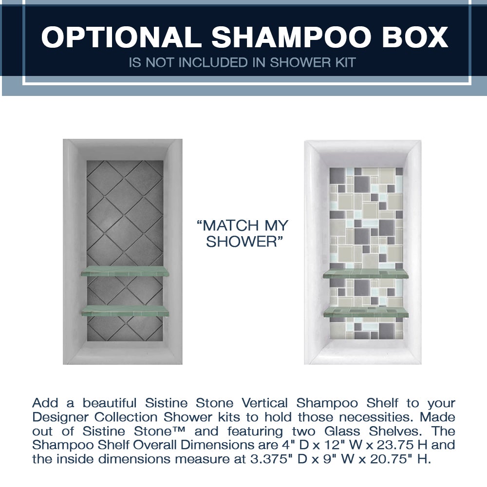 Rafe Marble Tuscany Mosaic Alcove Shower Kit - Premium Bathroom Upgrade with Elegant Stone Design for Modern Homes & Luxury Hotels