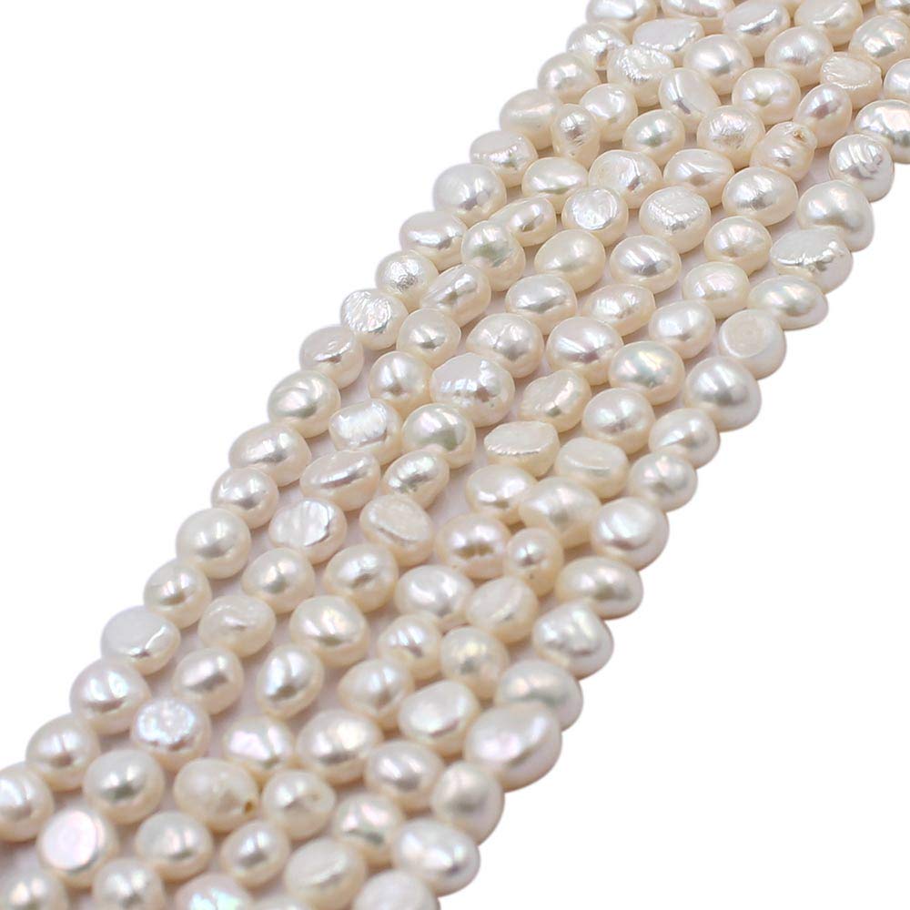 Natural Baroque Potato White Freshwater Pearl Loose Beads Strand 14