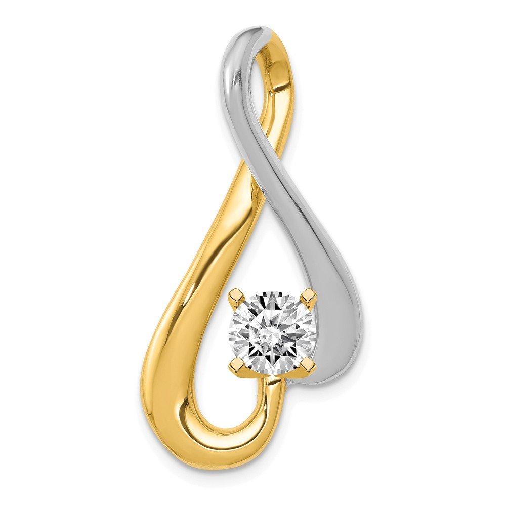 14K Two-Tone Gold Diamond Slide Pendant Necklace for Women - Elegant Bridal & Evening Jewelry Gift for Her    Perfect for weddings, anniversaries, date nights, and special occasions.