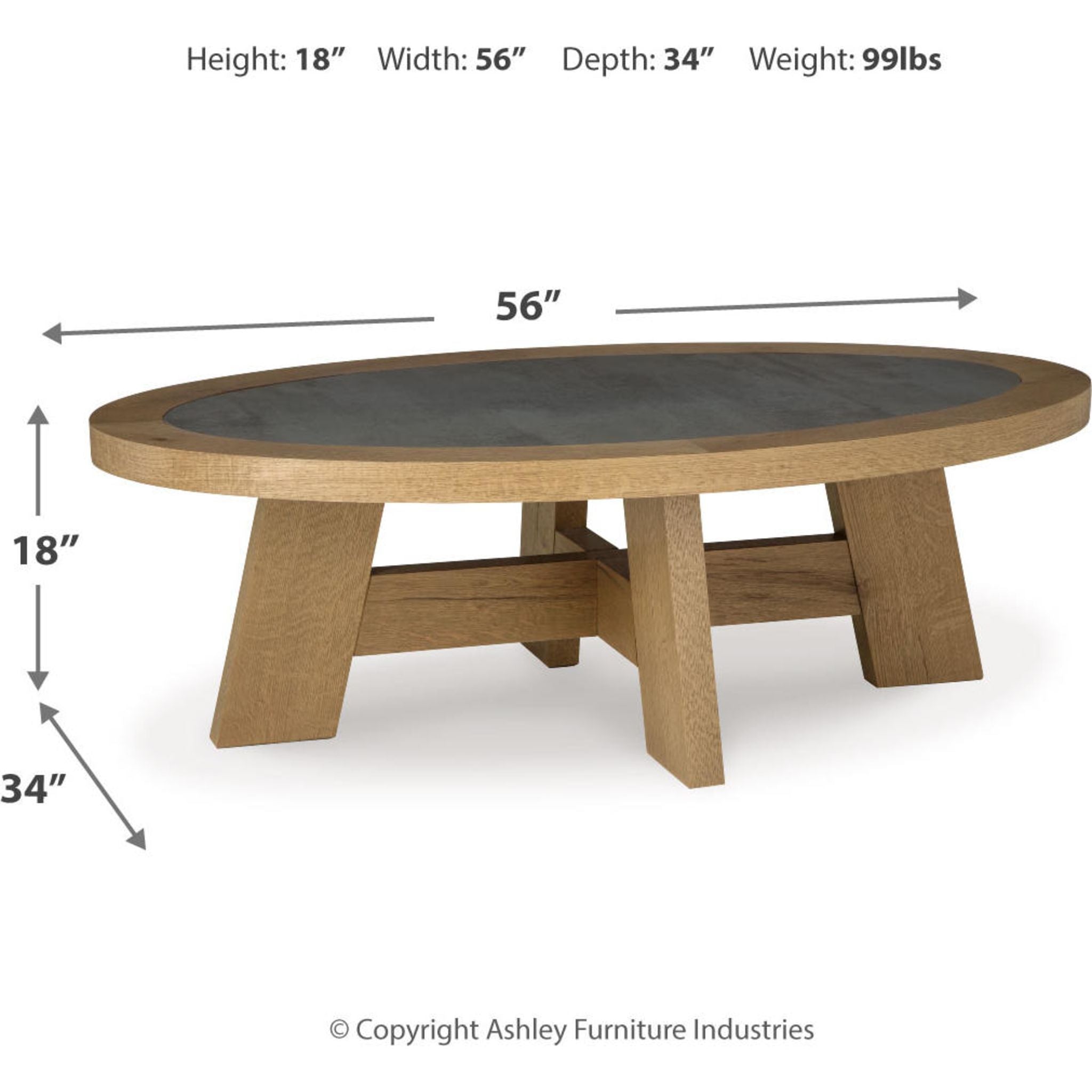 Modern Brinstead Coffee Table - Light Brown Wood Finish - Perfect for Living Room, Lounge & Office Decor