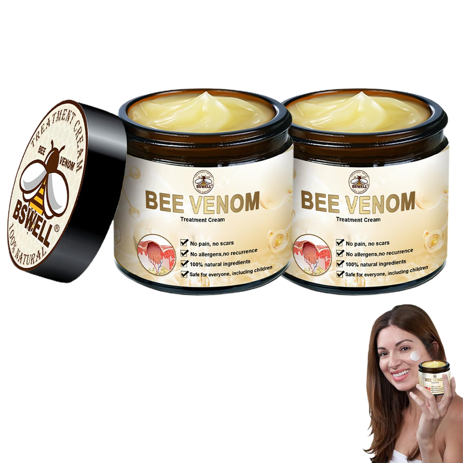 2024 New Bee Venom Skin Treatment Cream - Professional Deep Nourishment & Repair for Face & Body | All Skin Types | Men & Women (2 x 30ml) | Anti-Aging & Moisturizing Skincare for Daily Use