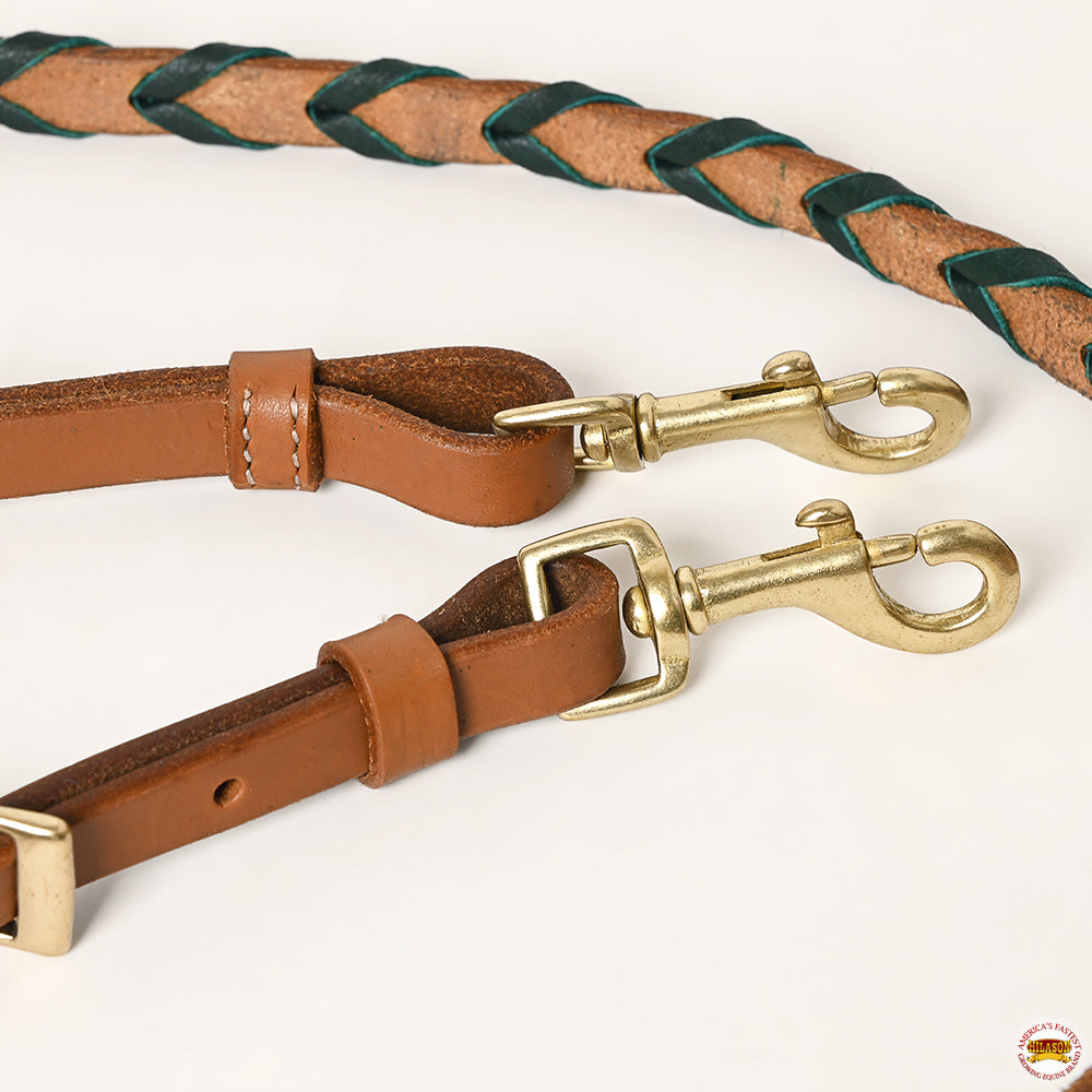 8 Feet Hilason Western Horse American Leather Laced Barrel Roper Reins Brown - Durable Roping Reins for Western Riding, Ranch Work & Horse Training