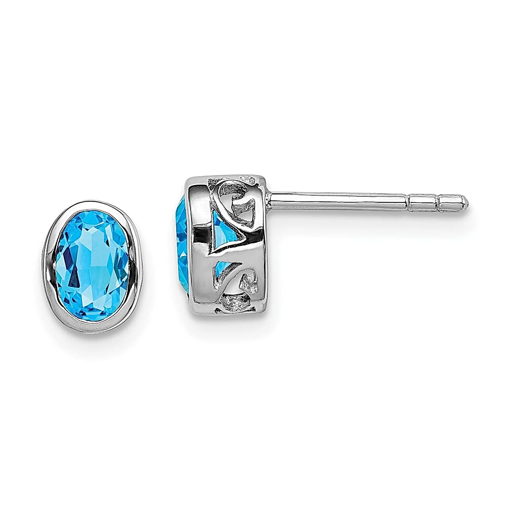 925 Sterling Silver Blue Topaz Oval Stud Earrings - December Birthstone Jewelry for Women | Hypoallergenic Fine Jewelry Gift for Her | Perfect for Weddings, Anniversaries & Special Occasions