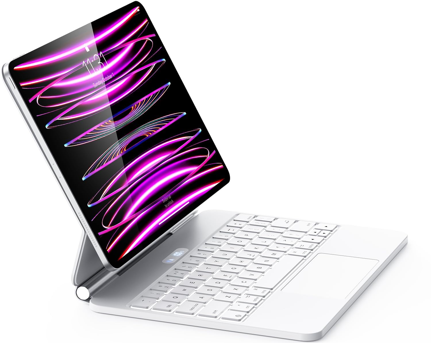 Magic Keyboard Case for iPad Air 11-inch (M2/M3) & iPad Pro 11 (1st-4th Gen) - Slim Protective Cover with Backlit Keys, Battery Display & Magnetic Attachment - Perfect for Work, Study & Travel (White)