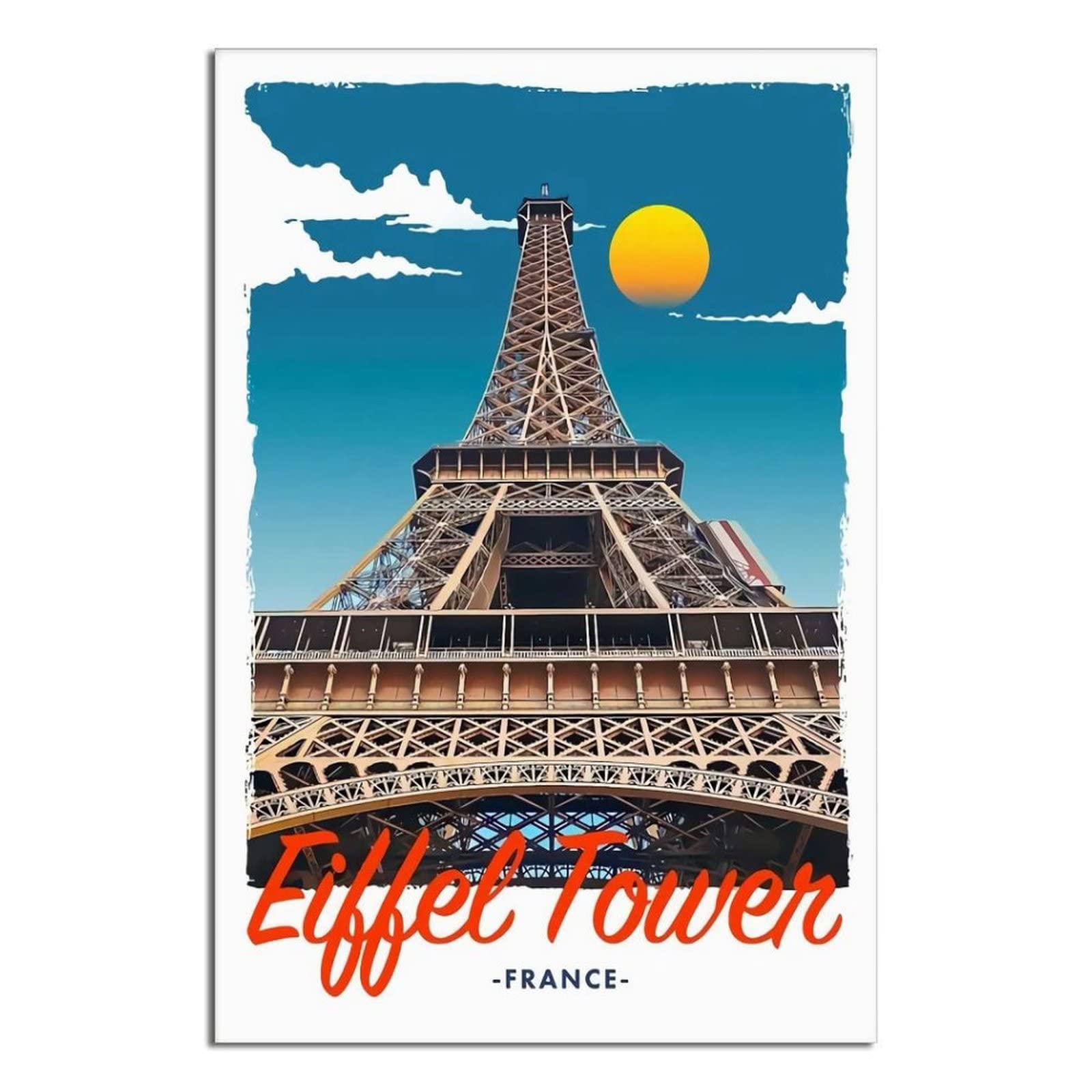 Vintage Eiffel Tower France Travel Poster Canvas Wall Art Print - Parisian Decor for Living Room, Bedroom & Office - Perfect Gift for Travel Lovers & Home Decoration