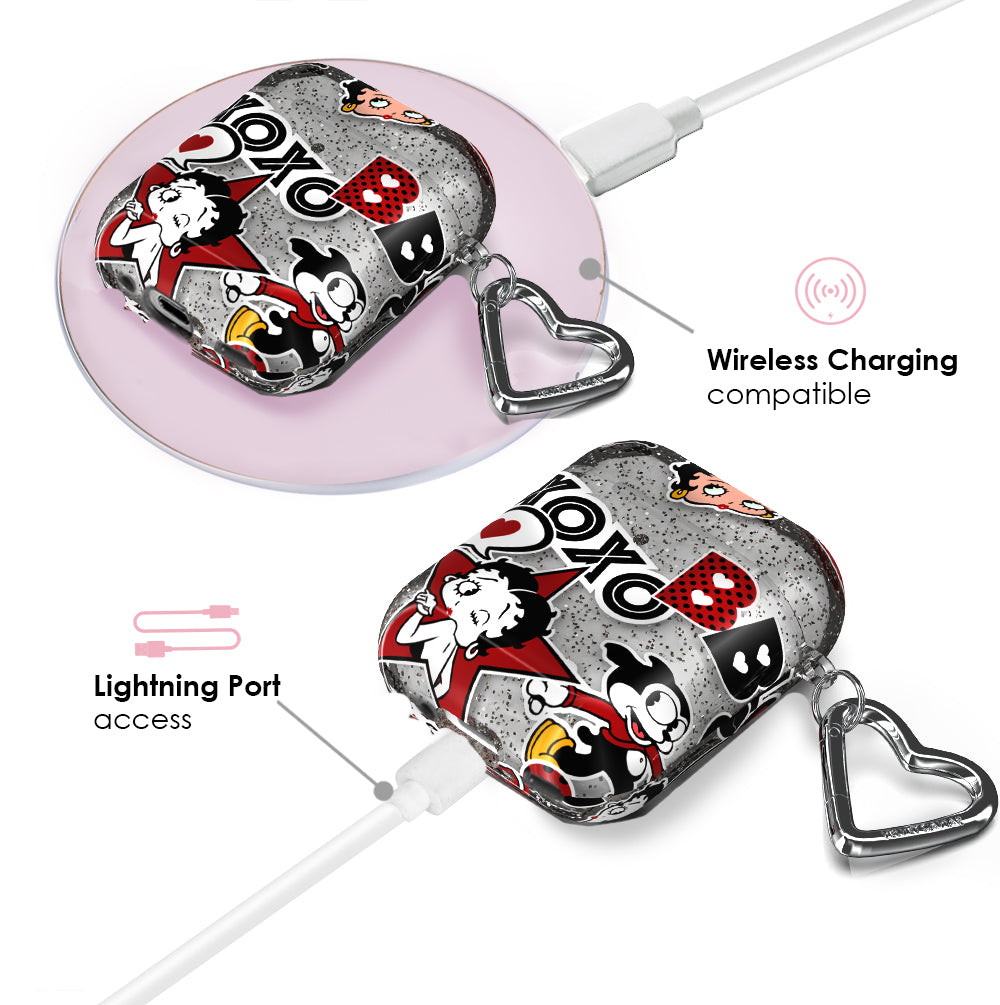 Betty Boop Sassy Glitter AirPods Case - Cute & Sparkly Protective Cover for AirPods 1/2/3 - Perfect Gift for Music Lovers & Betty Boop Fans