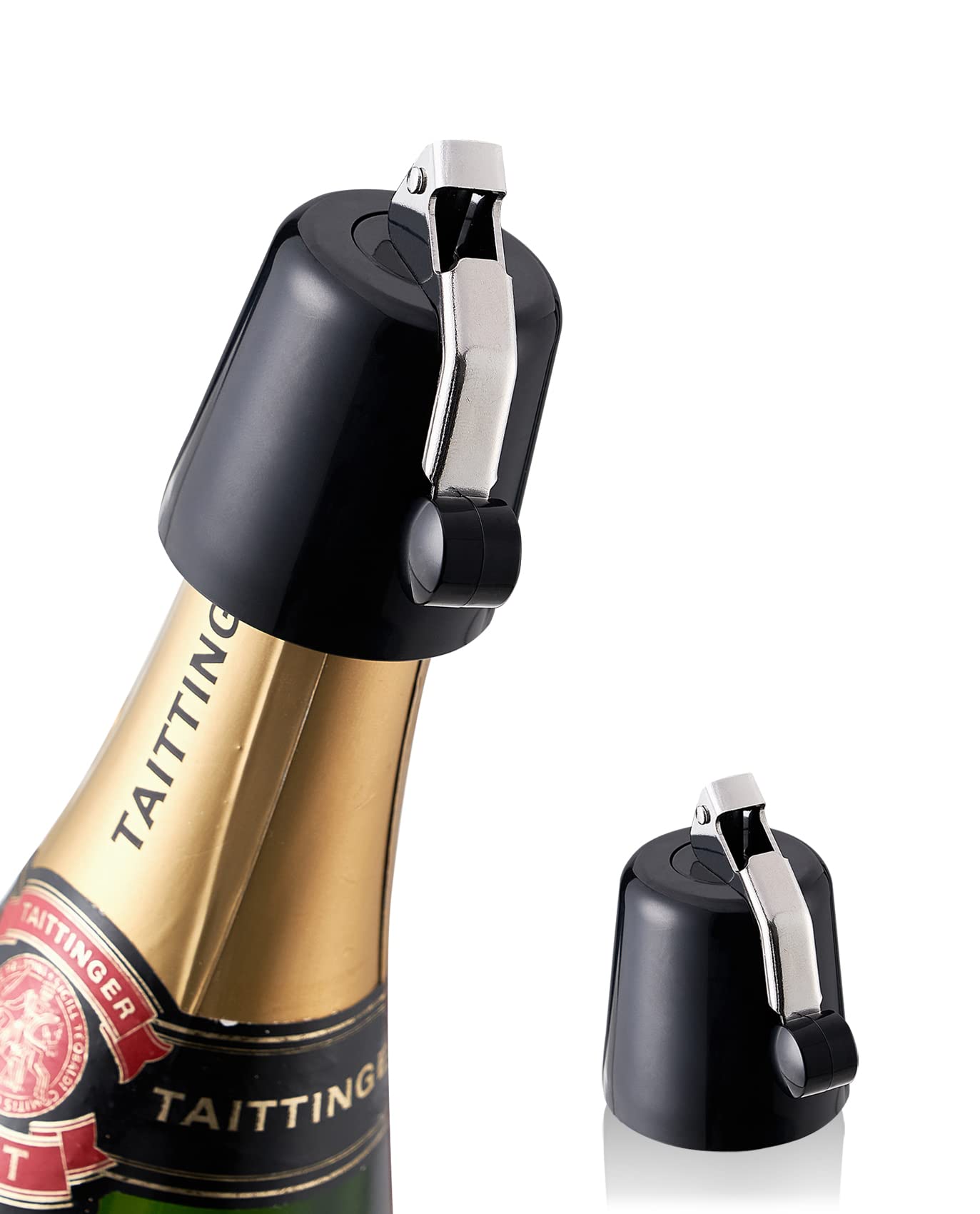 Guokoo Expandable Silicone Wine Bottle Stopper - Reusable Beverage Sealer for Wine, Champagne & Beer - Airtight Black Stopper (1-Pack) - Perfect for Parties, Bars & Home Wine Storage