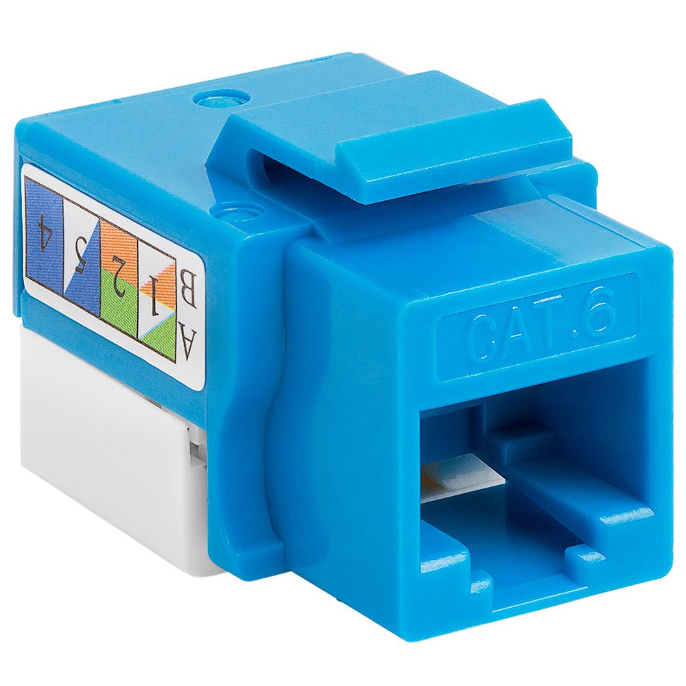 Cmple - 90 Degree Cat6 Keystone Jack Insert, Punch Down RJ45 Female Connector for Ethernet Cables & Wall Plates (Blue) - Ideal for Home Networking, Office Setup & Server Rooms