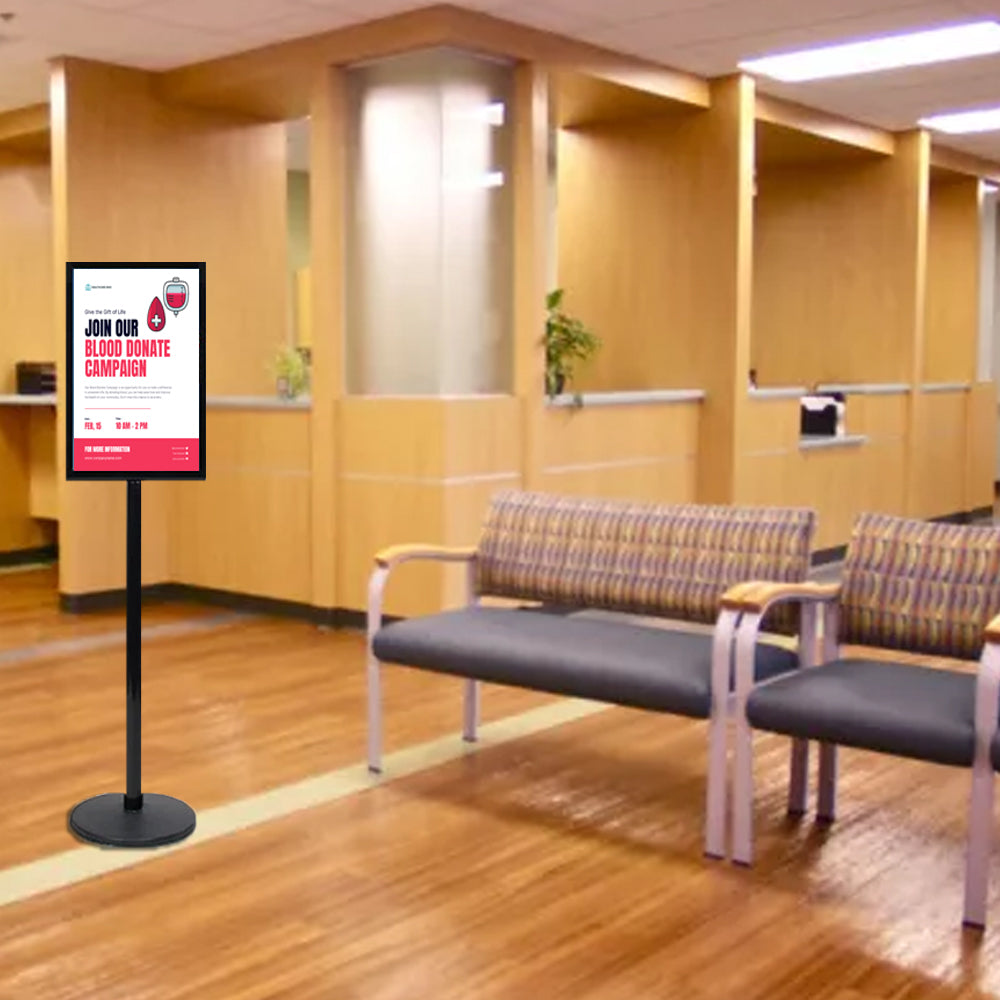 14x22 Heavy Duty Steel Poster Stand Sign Holder with Quick Top Loading Frame - Perfect for Trade Shows, Retail Displays & Outdoor Events