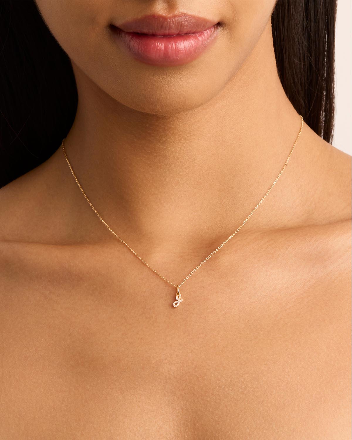 14K Solid Gold Forever Love Diamond Letter Necklace Pendant - Personalized Initial Jewelry Gift for Women, Perfect for Valentine's Day, Anniversary & Special Occasions