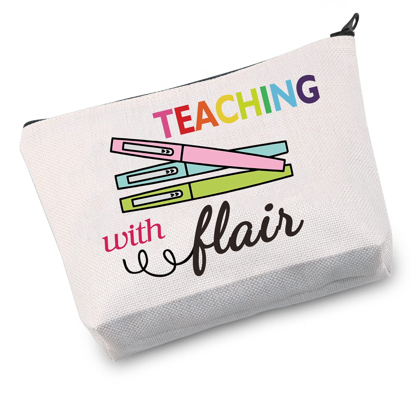 JXGZSO Teacher Zipper Pouch - Stylish Pen & Pencil Organizer, Makeup Cosmetic Bag for Educators - Perfect for Classroom Supplies, School Essentials & Travel Accessories