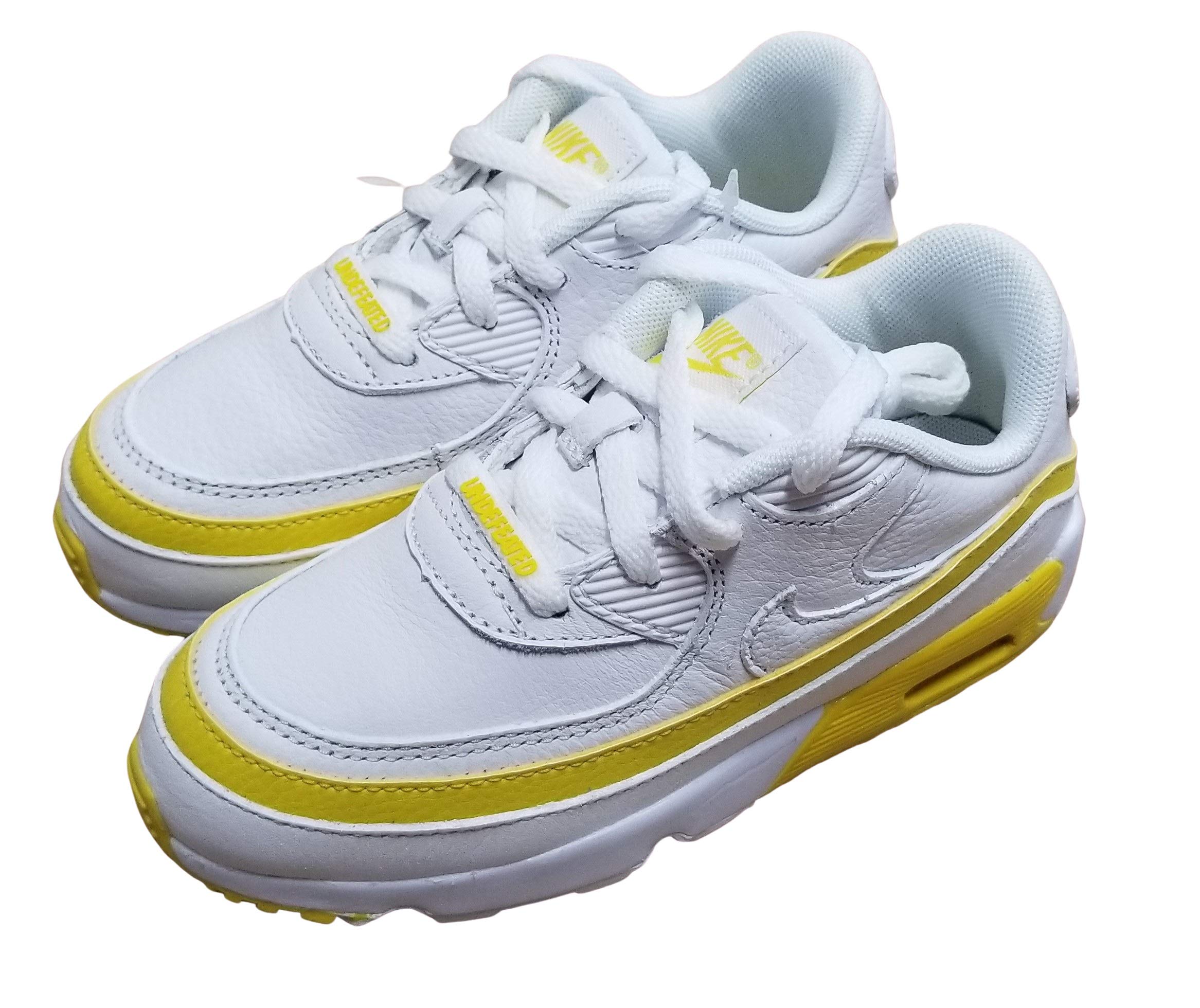 Nike Air Max 90 Undefeated White/Opti Yellow Kids Running Shoes Size 10C - Comfortable Sneakers for Boys & Girls, Perfect for School, Sports & Daily Wear