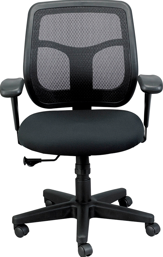 Eurotech Apollo Midback Swivel Office Chair with Mesh/Fabric Back - Black (Model MT9400) - Ergonomic Desk Chair for Home & Office Workspaces
