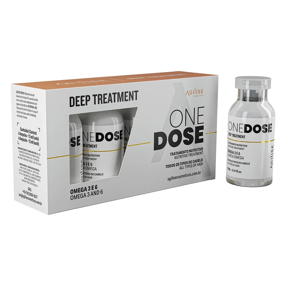 Agilise Professional One Dose Deep Treatment Hair Mask Kit - 4x 12ml (4x 0.4 fl oz) for Damaged Hair Repair & Hydration - Perfect for Salon-Quality At-Home Hair Care & Post-Color Treatment