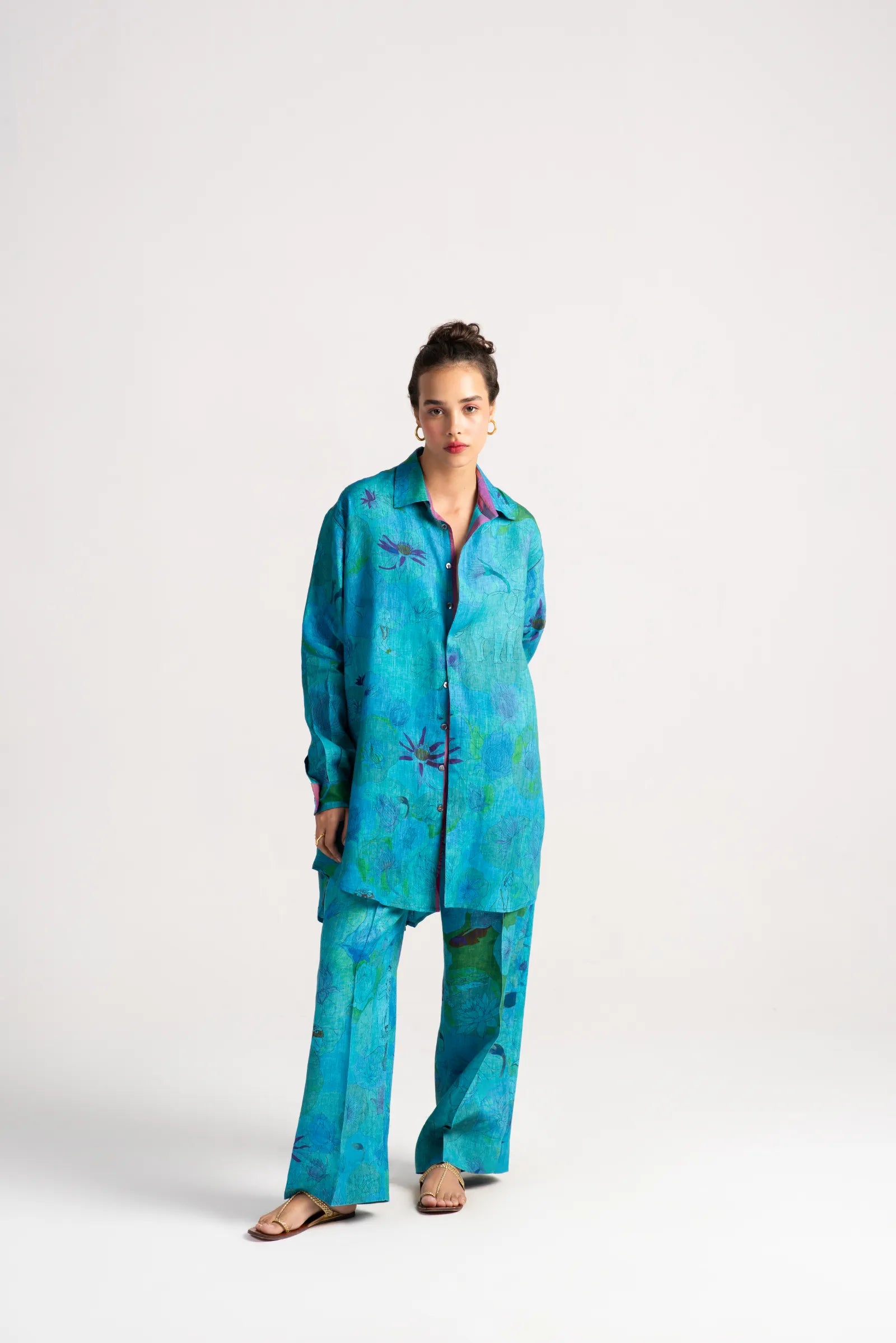 Premium Udaan Shir Linen Aqua Blue Dress - Elegant Summer Casual Wear for Women | Perfect for Beach Outings, Vacations & Date Nights