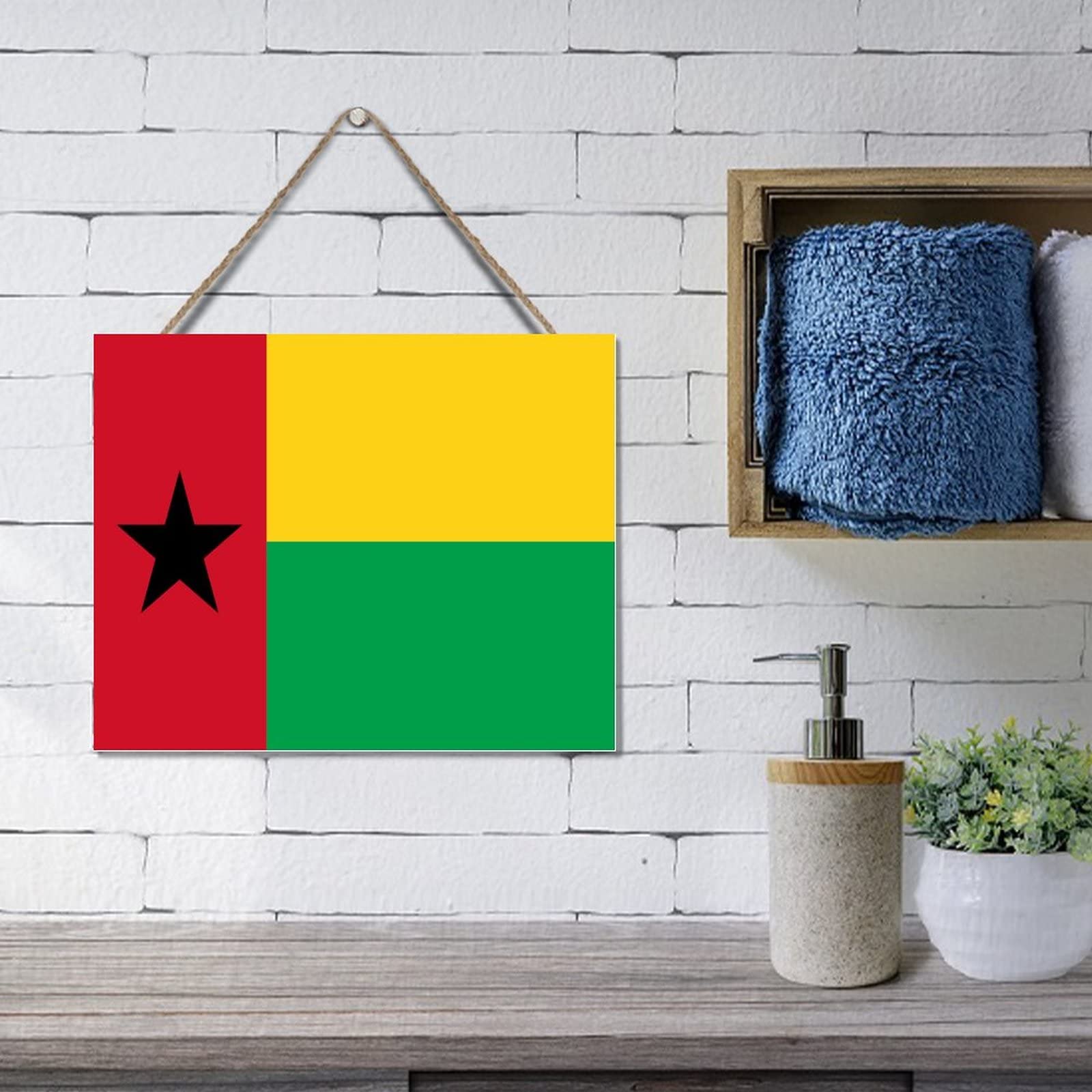 Guinea-Bissau Flag Wooden Plaque - Patriotic Home Decor, Rustic Wood Sign for Wall Hanging, Personalized Door Sign (8x10 Inches) - Perfect for Playroom, Office, or Man Cave Decor