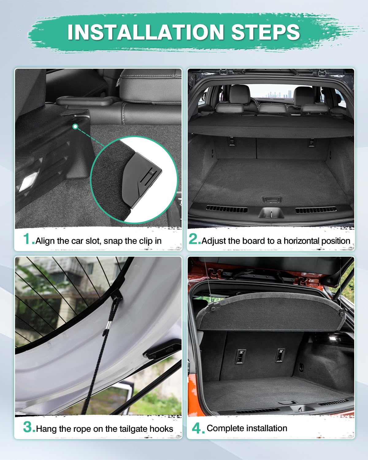 Premium Retractable Cargo Cover for 2019-2025 Cadillac XT4 - Durable Trunk Shade Protector, Luggage Cover Accessory (Heavy-Duty Load Bearing) - Perfect for Road Trips, Grocery Hauling & Privacy Protection
