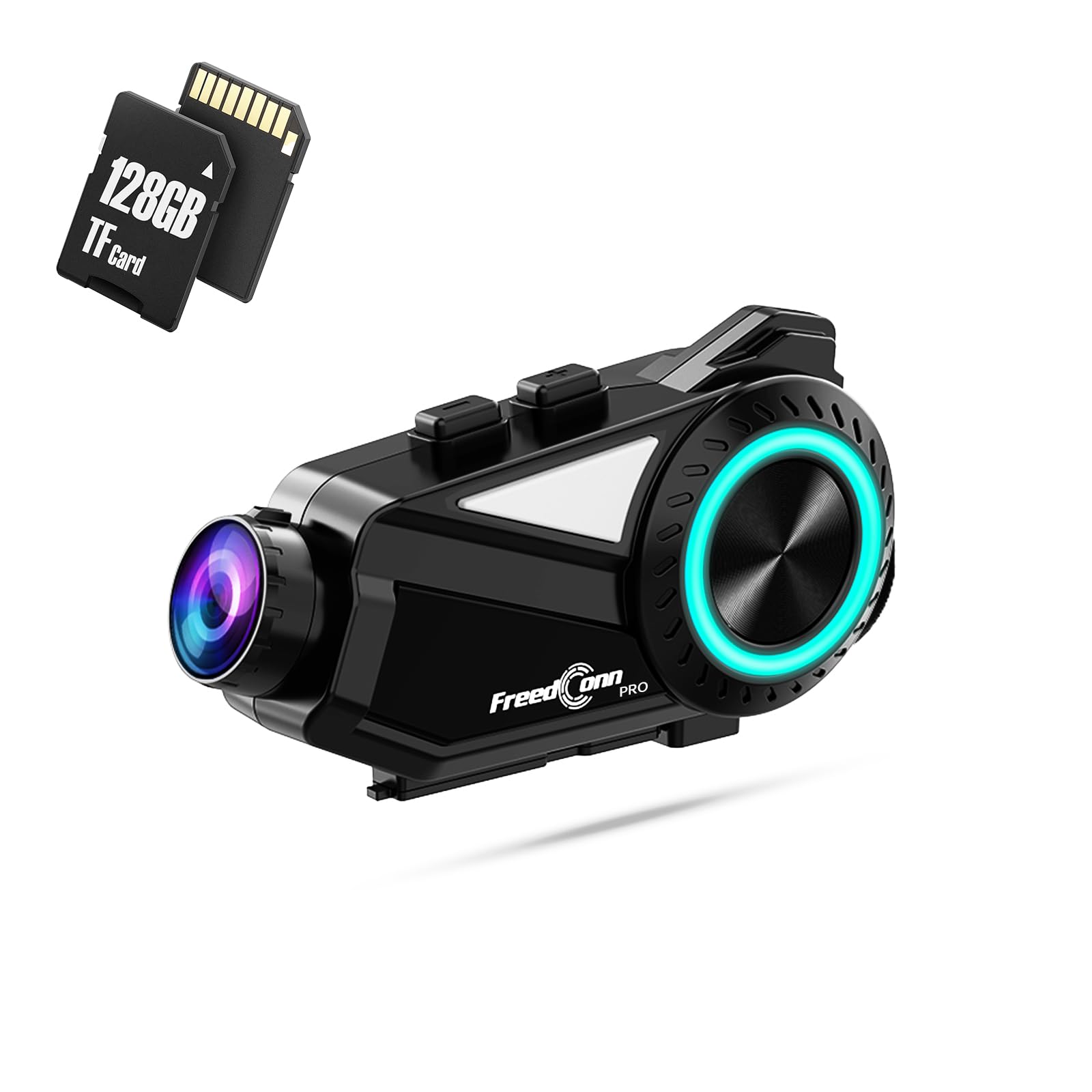 FreedConn Motorcycle Bluetooth Headset with 2K Camera - 360° HD Video, 6-Way Intercom, 1500M Range, IP65 Waterproof, 128GB TF Card - Perfect for Group Rides, Vlogging & Adventure Motorcycling