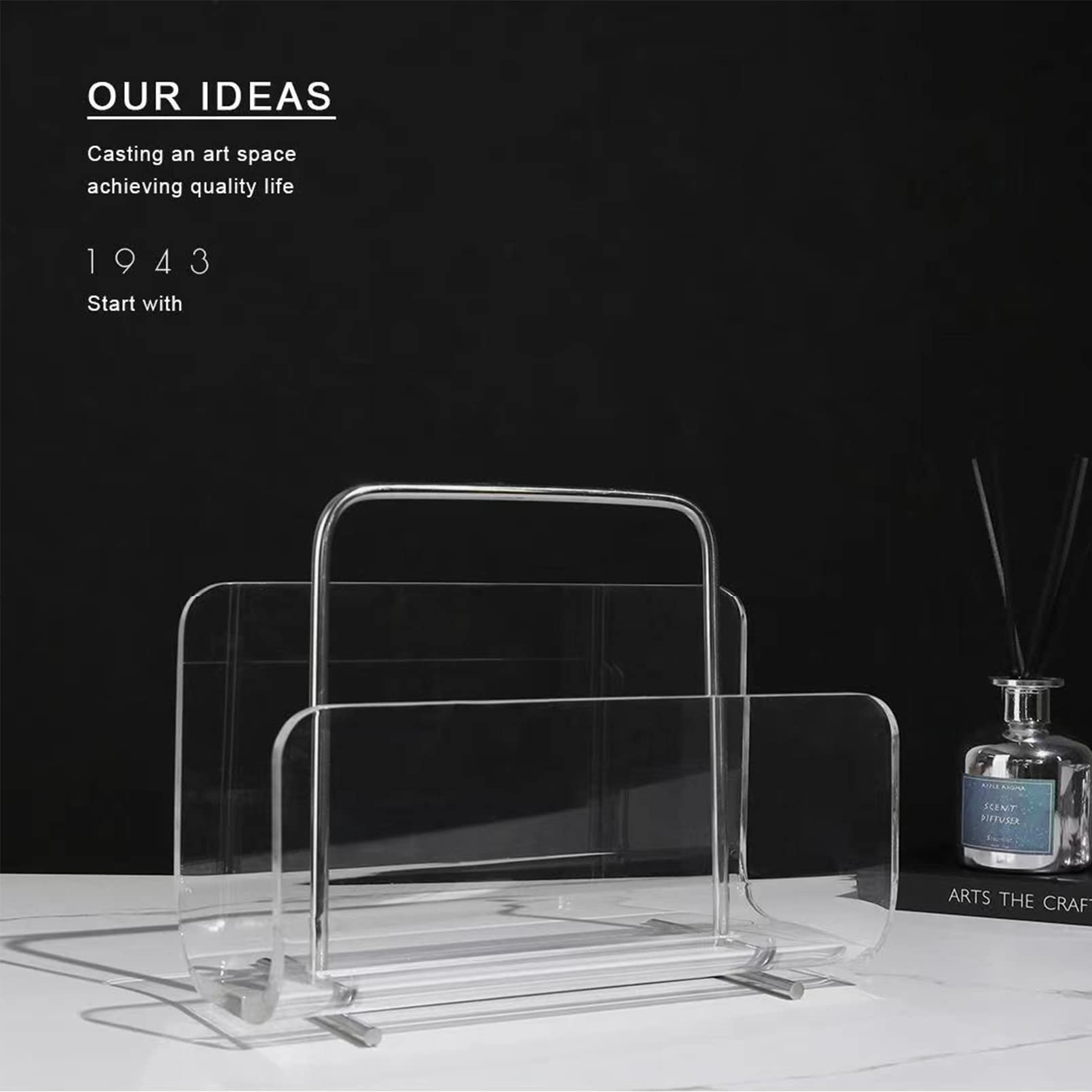 Clear Acrylic Magazine Holder & Book Organizer - Space-Saving Desk Rack for Magazines, Publications, Office, Reception & Waiting Room - Perfect Gift for Book Lovers & Home Office Decor