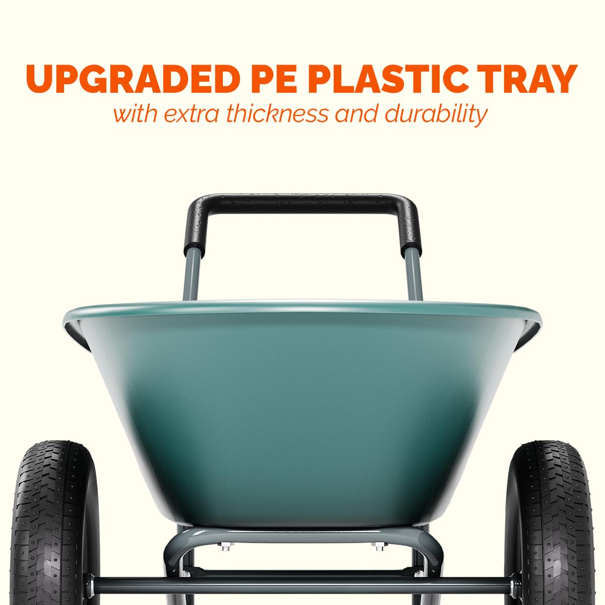 Upgraded 2-Wheel Wheelbarrow & Yard Cart with Padded Handlebar - 14